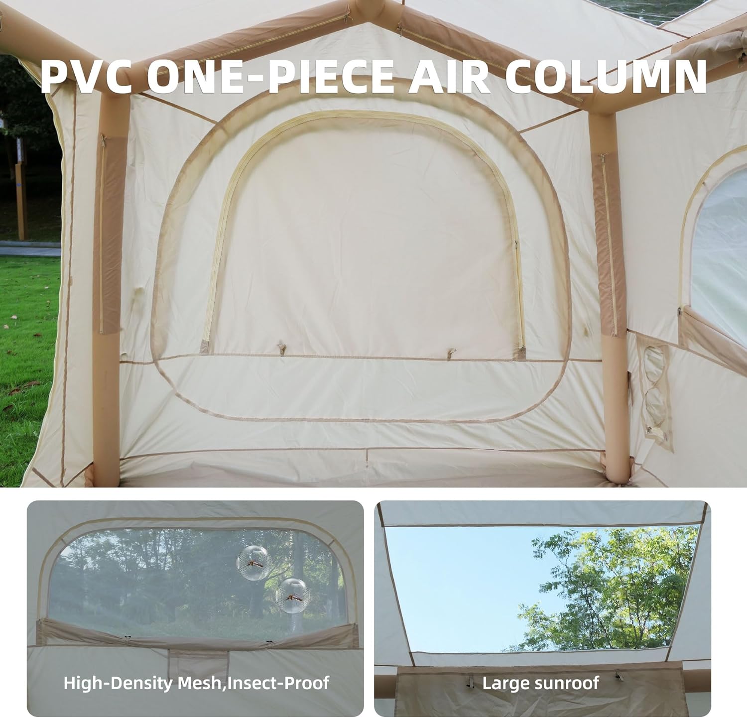 Inflatable Camping Tent SUV Tailgate Tent 2-in-1 Standalone Tent 4-6 Person 4 Season Waterproof Air Tent with Air Pump for Outdoor Glamping