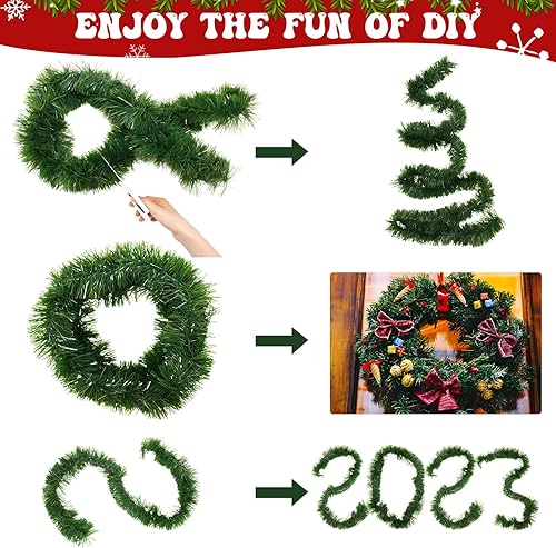 Miniatura 5 de Retrowavy Paquete de 4 guirnaldas de Navidad de 200 pies de decoración no iluminada, vegetación suave, decoración de vacaciones, sin luz, torsión