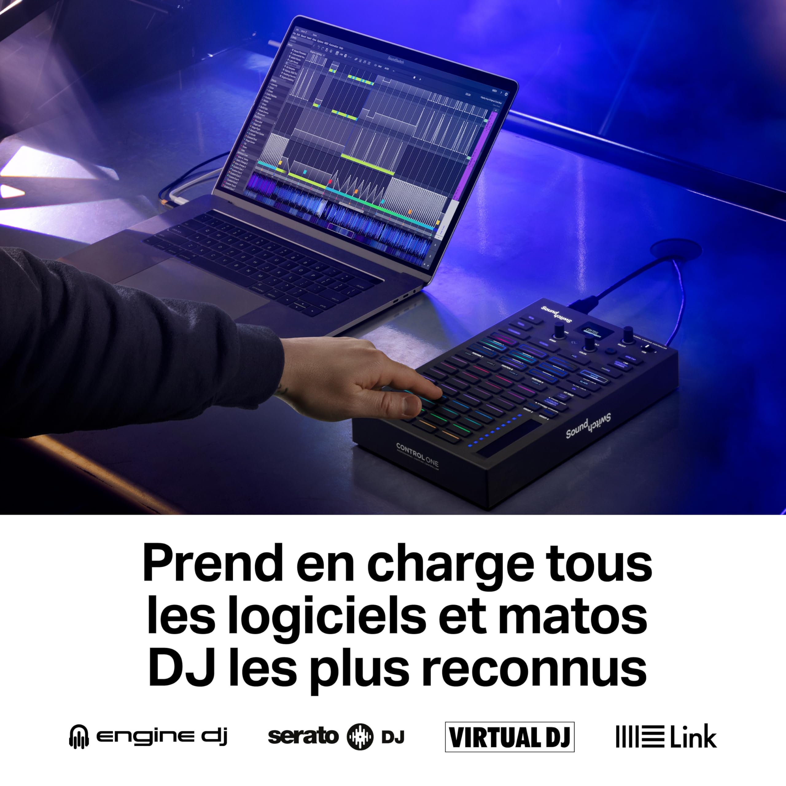 SoundSwitch Control One - Contrôleur de Lumière DMX Pour DJ, avec Trois Mois D'accès au Logiciel SoundSwitch et Prise en Charge de DMX et Phillips Hue