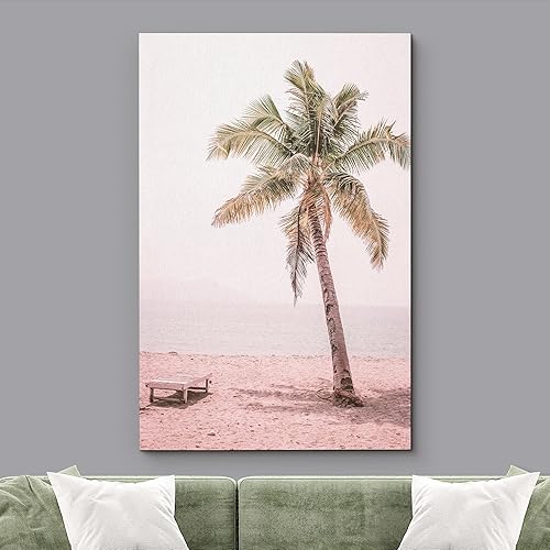 Miniatura 2 de wall26 Lienzo impreso para pared, diseño retro de los años 80, palmera, playa, orilla, naturaleza, desierto, fotografía, realismo, paisaje