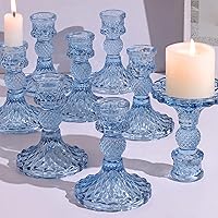 Vista 11 de DARJEN Juego de portavelas de cristal, 12 portavelas cónicos de 4 pulgadas de alto a granel, portavelas de vidrio para bodas, festivales, fiestas