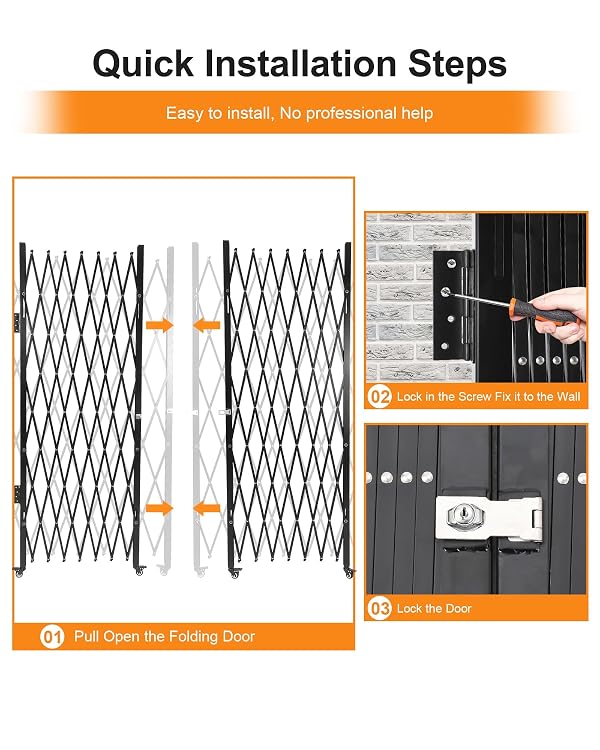 Double Folding Security Gate, 61" H x 122" W Flexible Expanding Gate by ExploreHorizon - Used condition - Image 4