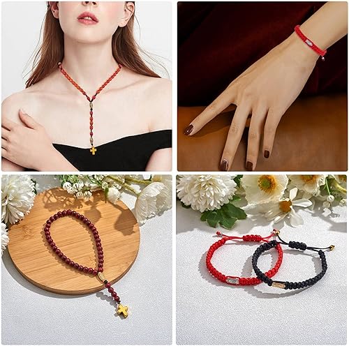 Miniatura 6 de BEEFLYING 60 cuentas mixtas de cruz de la Virgen María tibetana católica y cruz, cuentas ovaladas de religión católica, para hacer pulseras, joyas,