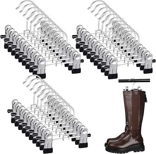 Yinkin 30 ganchos de acero para botas con 2 clips ajustables, ganchos multifuncionales, clips portátiles para colgar, pinzas resistentes para ropa,