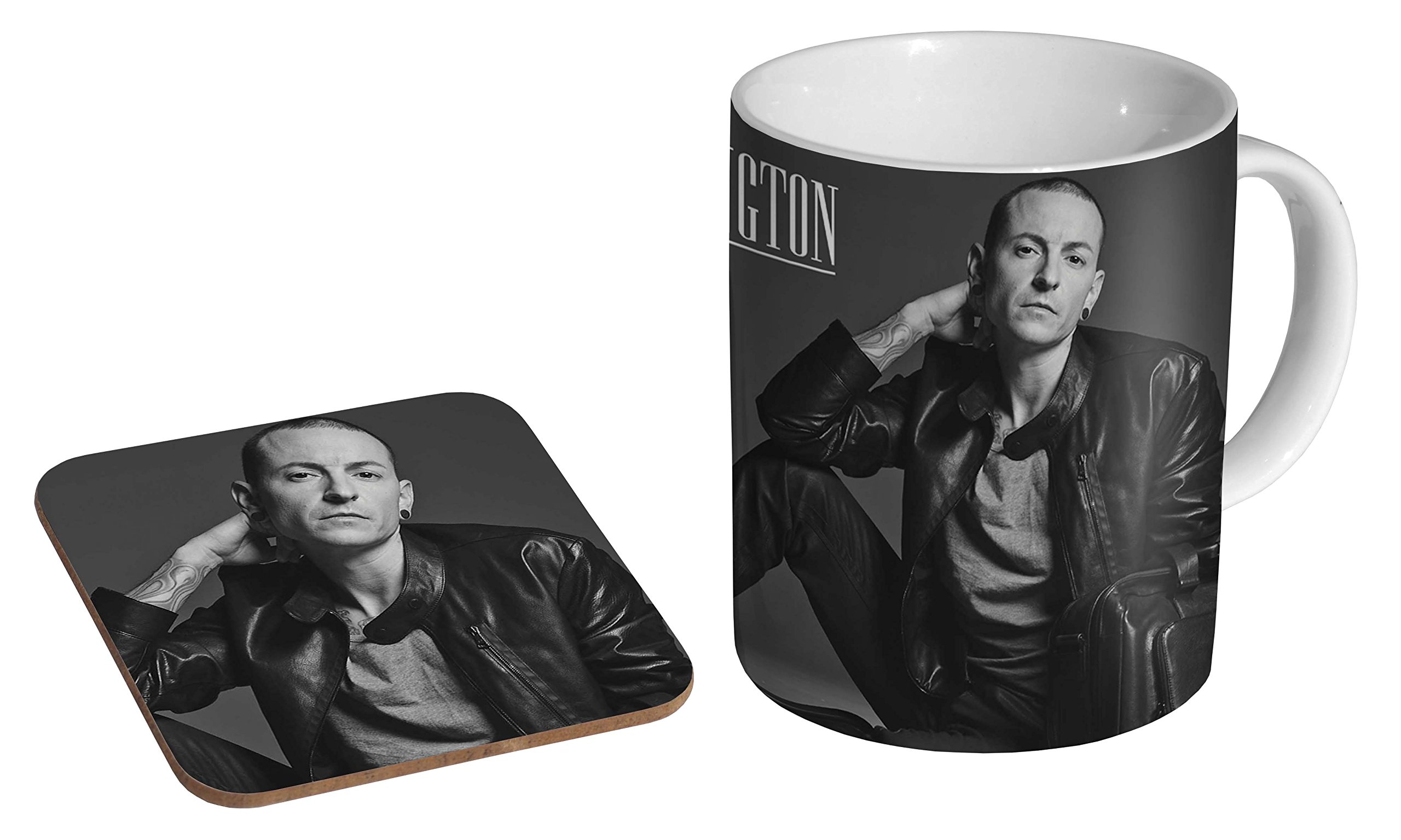 Mugmart White Chester Bennington Rip Bw Ceramic Coffee Mug + Coaster Gift Set …