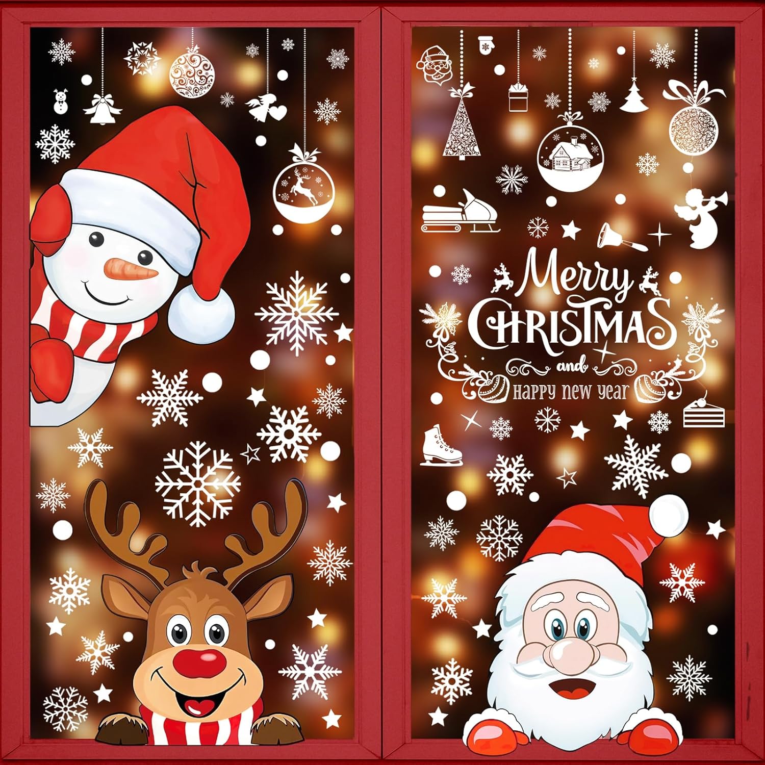 Amazon.de 279 Stück Fensterbilder Weihnachten Selbstklebend,Weihnachten Fenstersticker