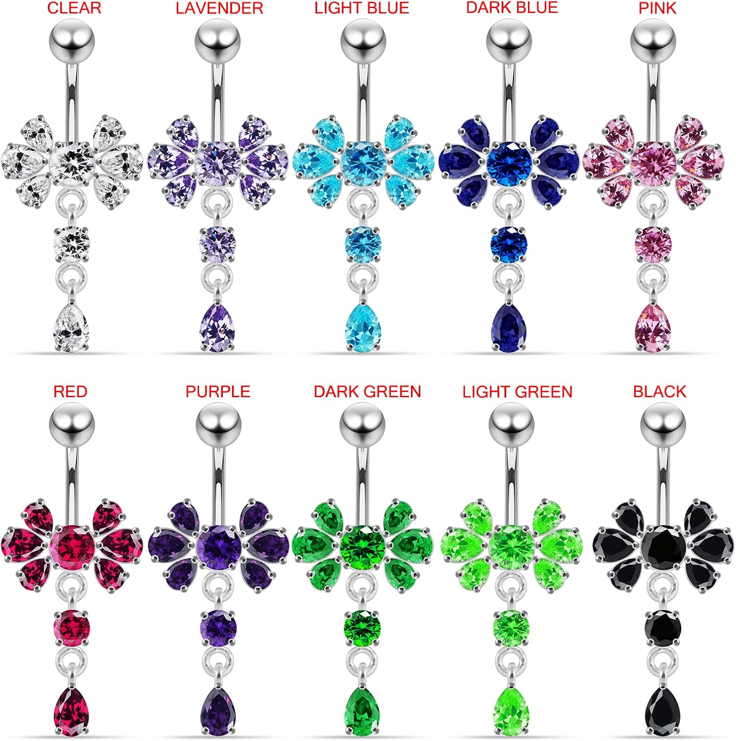 Stylish Studded Butterfly Shape Dangling Design 925 Sterling Silver with Stainless Steel Belly Ring - Belly Button jewelry - Navel jewelry
