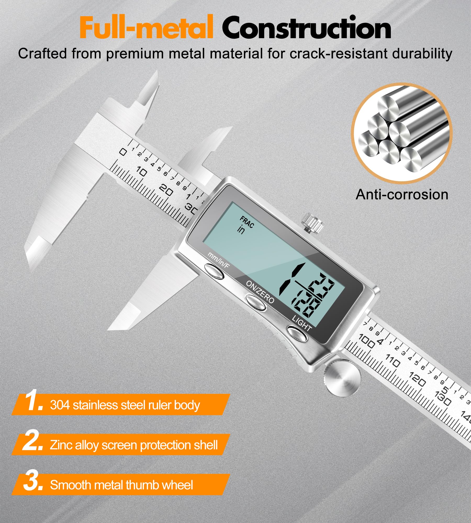 LuxBlue Digital Calipers - Rechargeable & Backlit -5