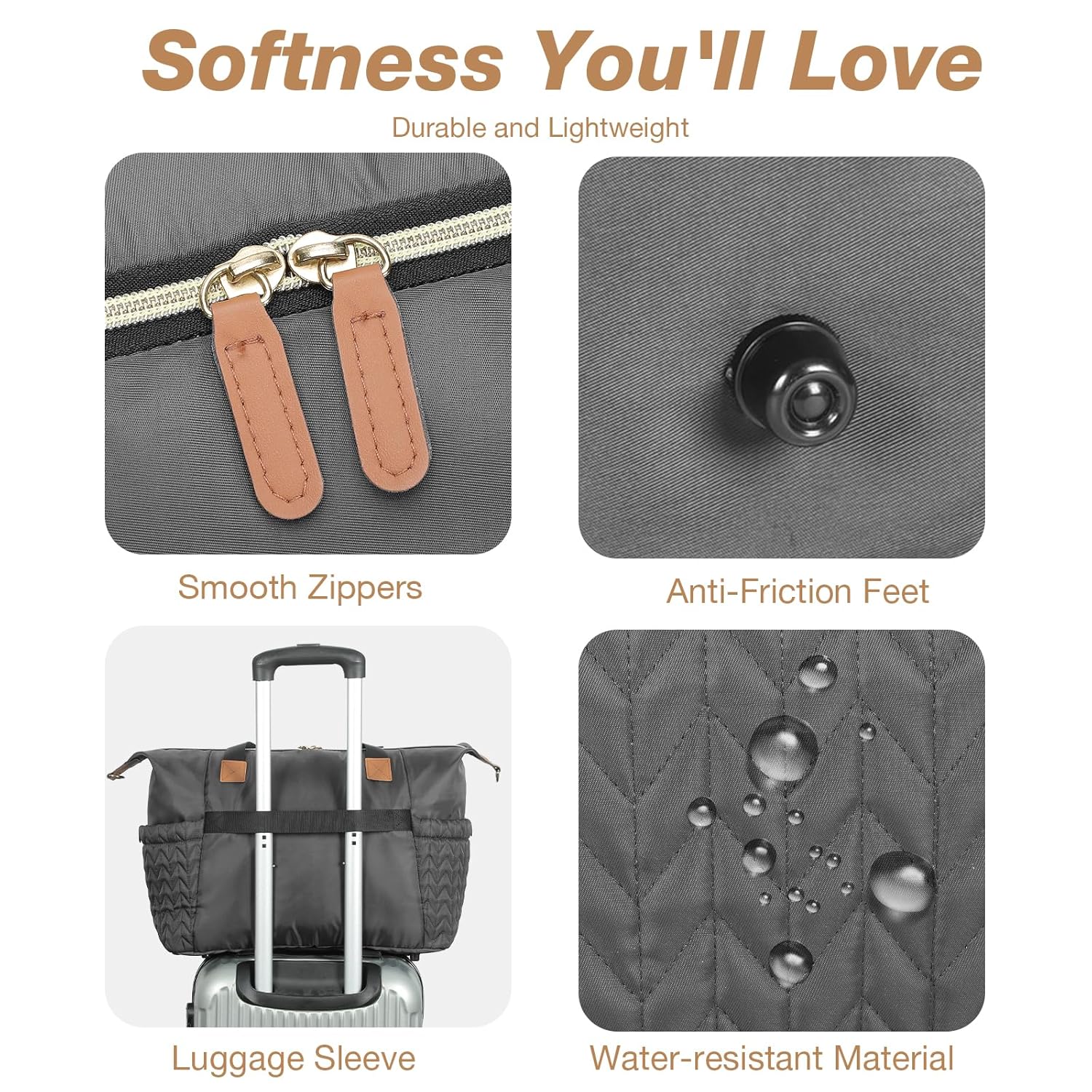 Diaper Bag Tote, Large Baby Diaper Bags Waterproof, Hospital Bag for Labor Delivery with Pacifier Case, Changing Pad, Shoulder Strap, Dark Gray - Image 6