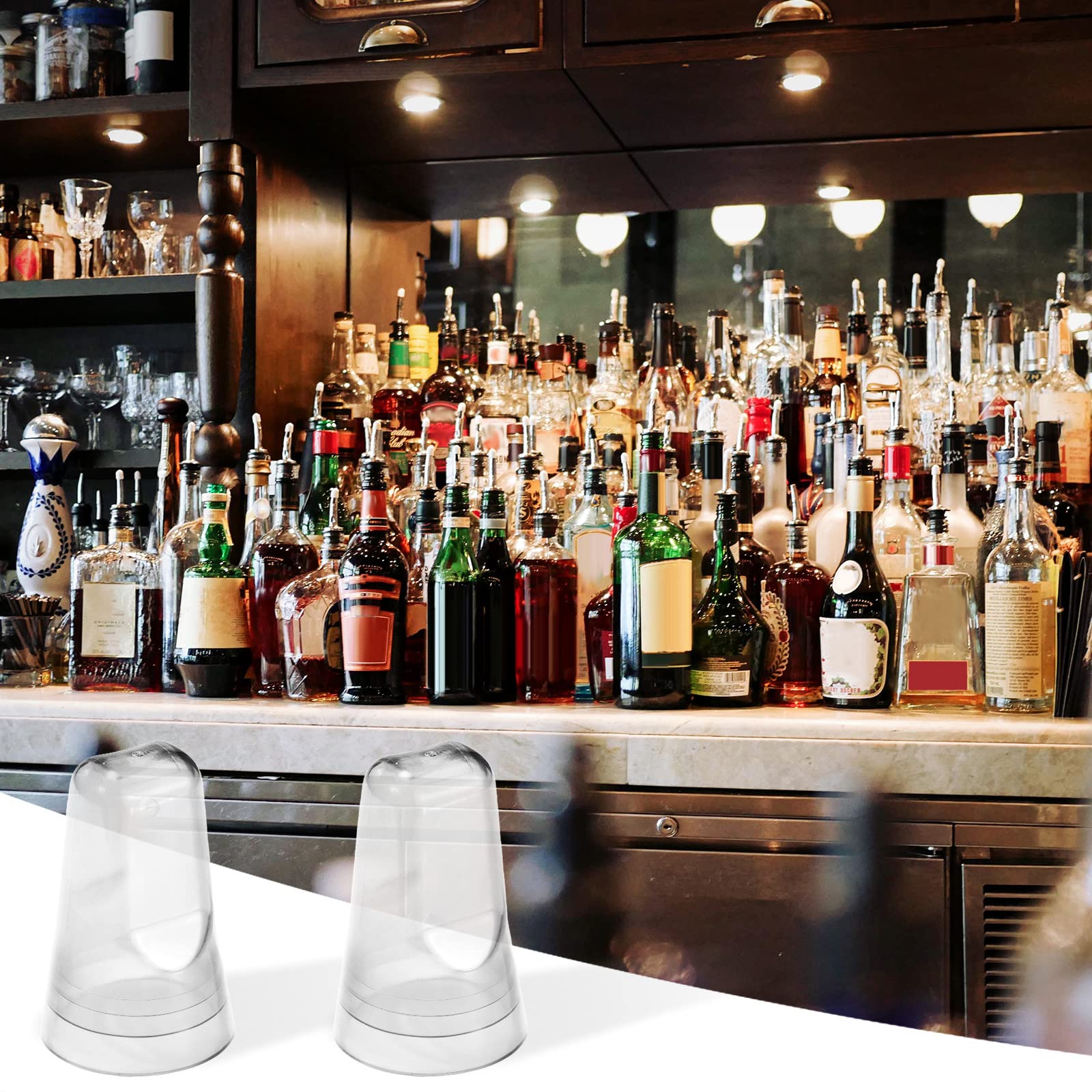 Lot de 100 couvercles de bec verseur translucides universels pour bouteille de liqueur - Couvercles anti-poussière pour la maison et la cuisine (transparents, 100)