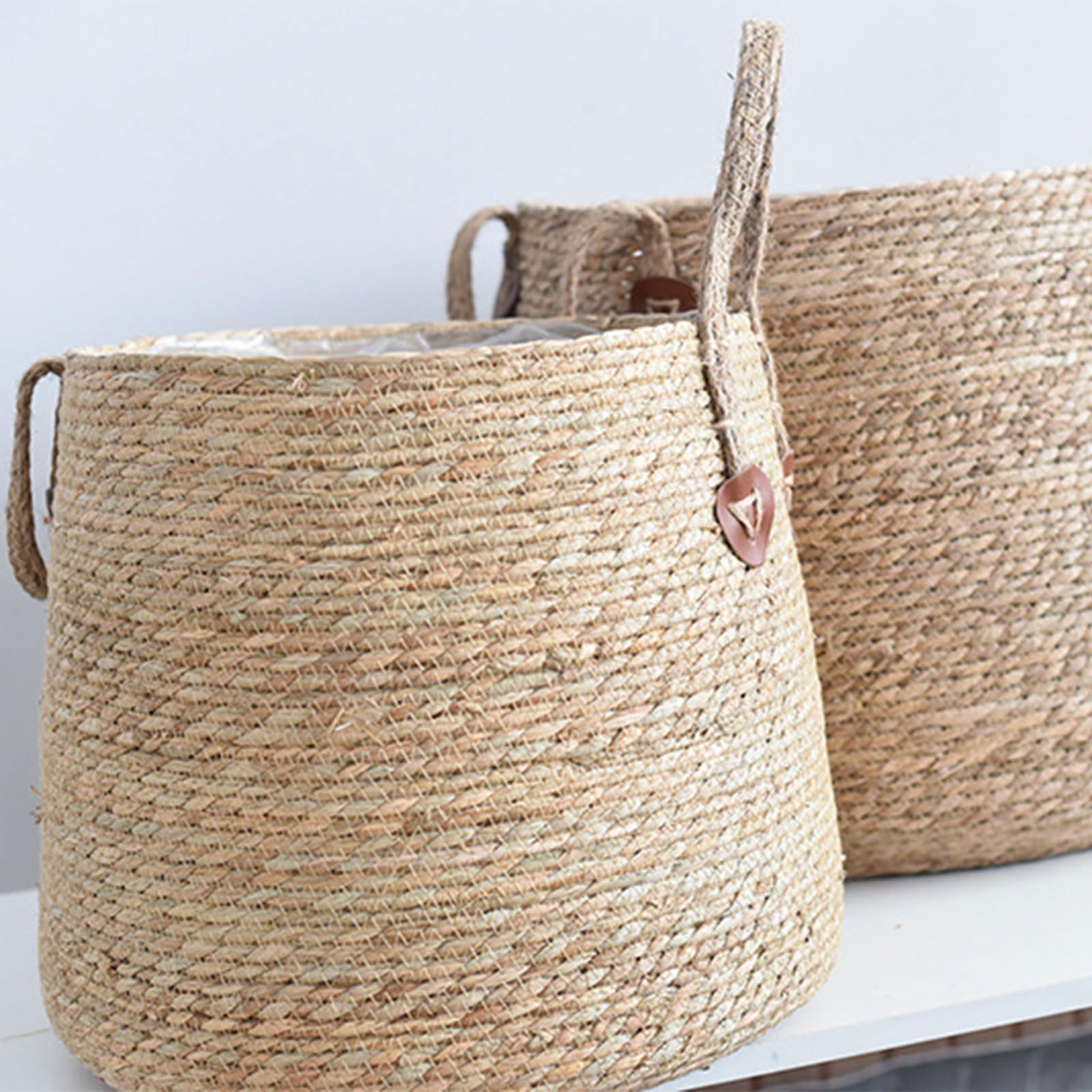 Pots de fleurs pour l’intérieur, paniers de plantation en paille tressée pour le linge et les plantes (grand)