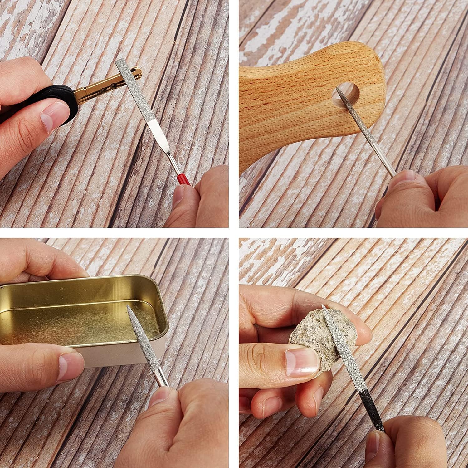 Utoolmart Diamond Needle File, 5-Pieces Mini Diamond Needle File Set, 4mm x 160mm Files Tools, 150 Grits Small Files Kit, for Metal Glass Stone with Fine Sanding