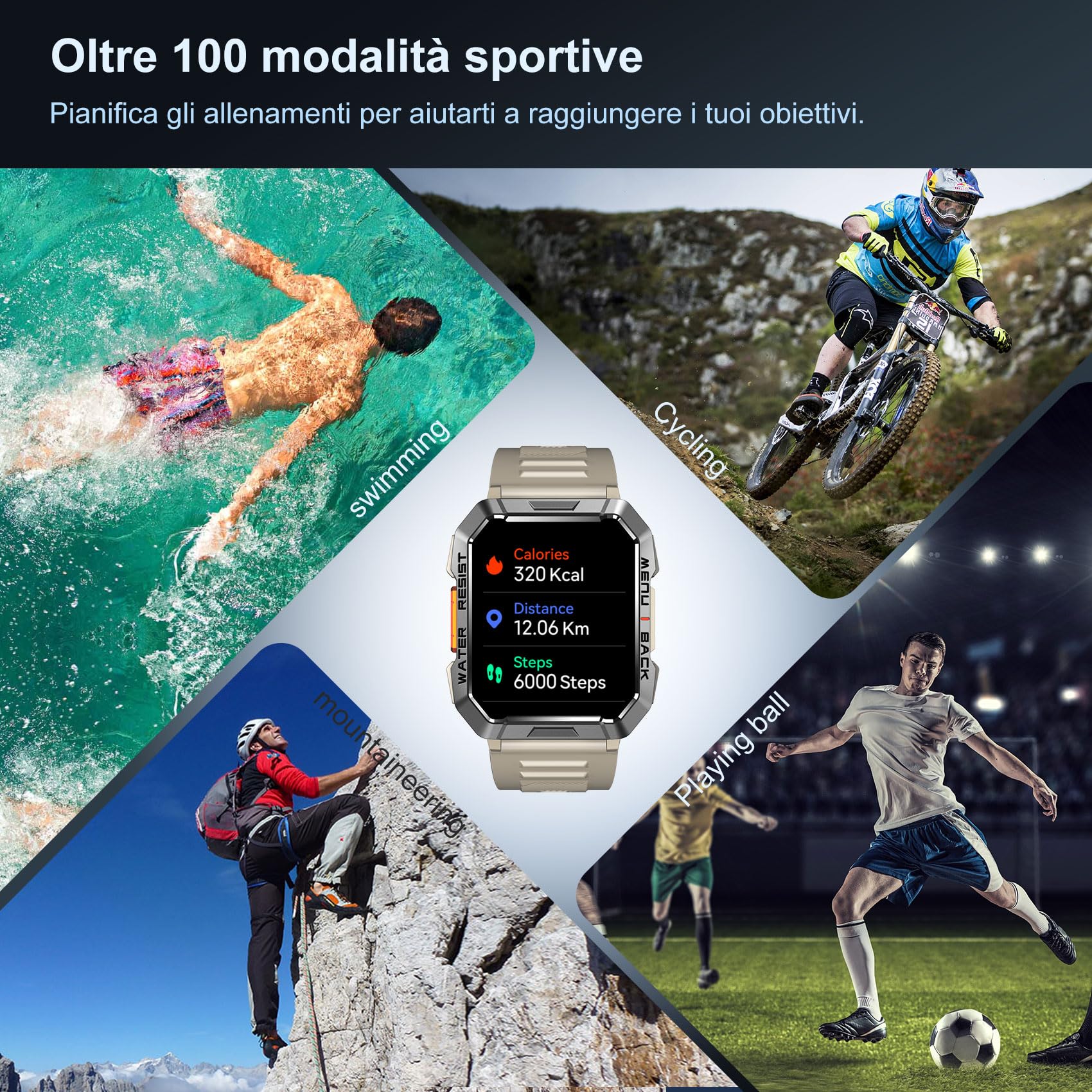 Blackview Smartwatch Uomo, Smartwatch Militare Uomo Fitness con Chiamate Bluetooth,2.01" Orologio Intelligente 112+ Modalità Sportive/900 mAh/Sonno/Cardiofrequenzimetro/Torcia/Bussola per Android IOS