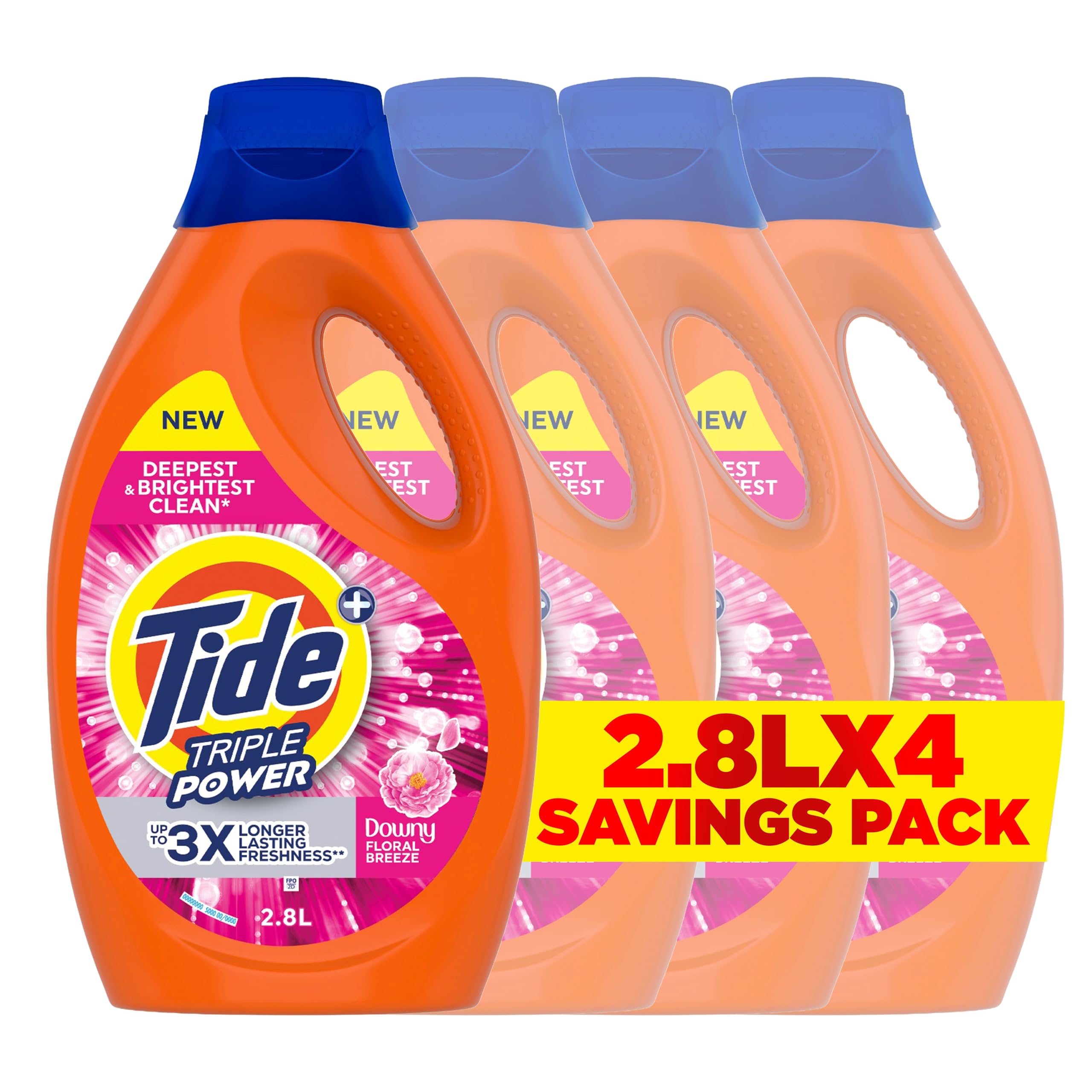 Triple Power with a Touch of Downy Floral Breeze Liquid Detergent 2.8L x 4, Case Pack