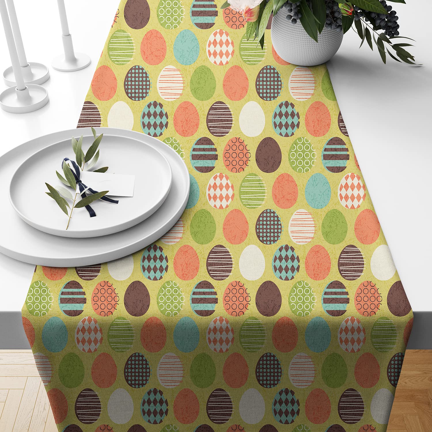 BRICK HOME Table Runner - Geometric Peach Design -32
