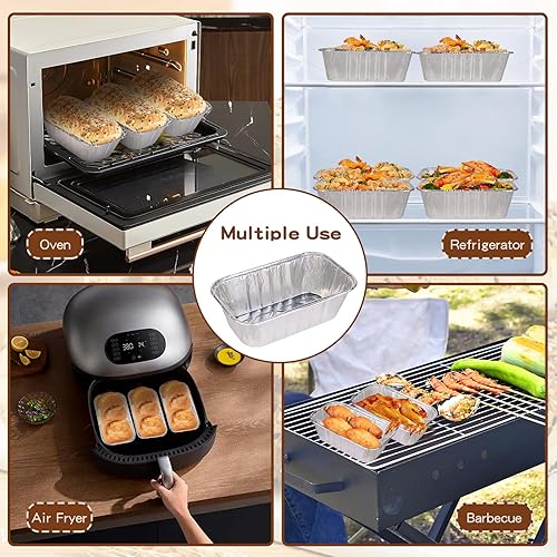 Miniatura 3 de Holihome Paquete de 50 moldes desechables de papel de aluminio de 1 libra, moldes pequeños resistentes para hornear, amantes del pan, pasteles y