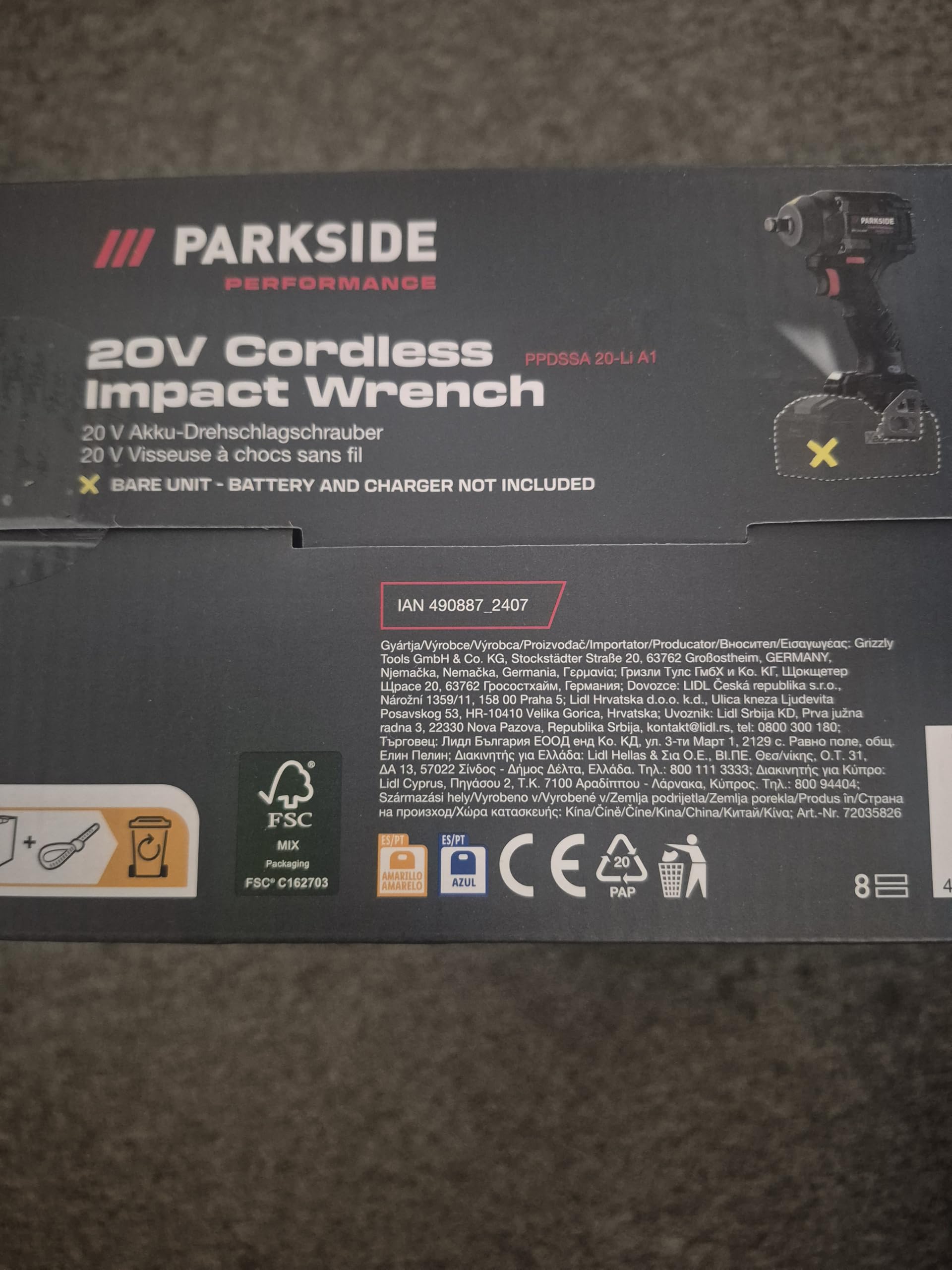 Parkside Performance PPDSSA 20 Vissatrice a impulsi senza fili 20-Li, 20 V con custodia e 3 punte in acciaio
