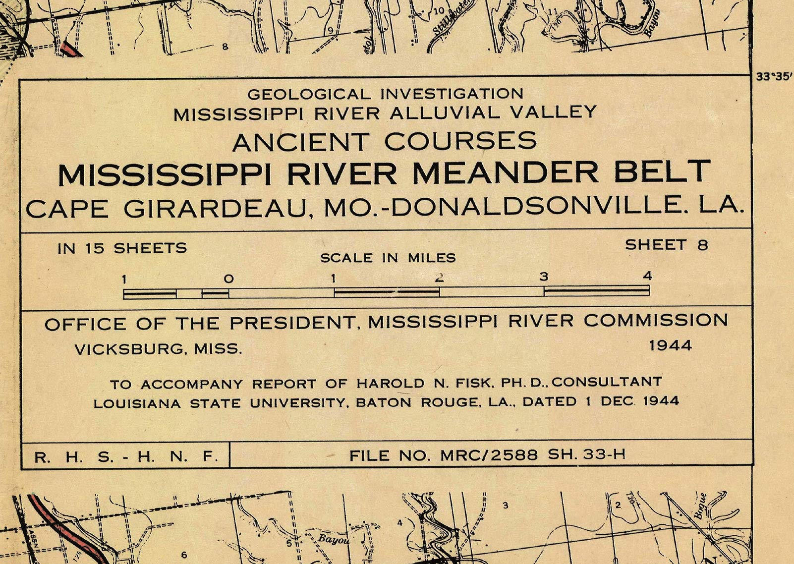 Sheet 8-1944 Mississippi River Map - River House Decor Wall Art Gifts - Harold Fisk Ancient River Meander Alluvial Valley Poster Mississipi Mississ Missipi 11x16 inches Unframed. - Image 9