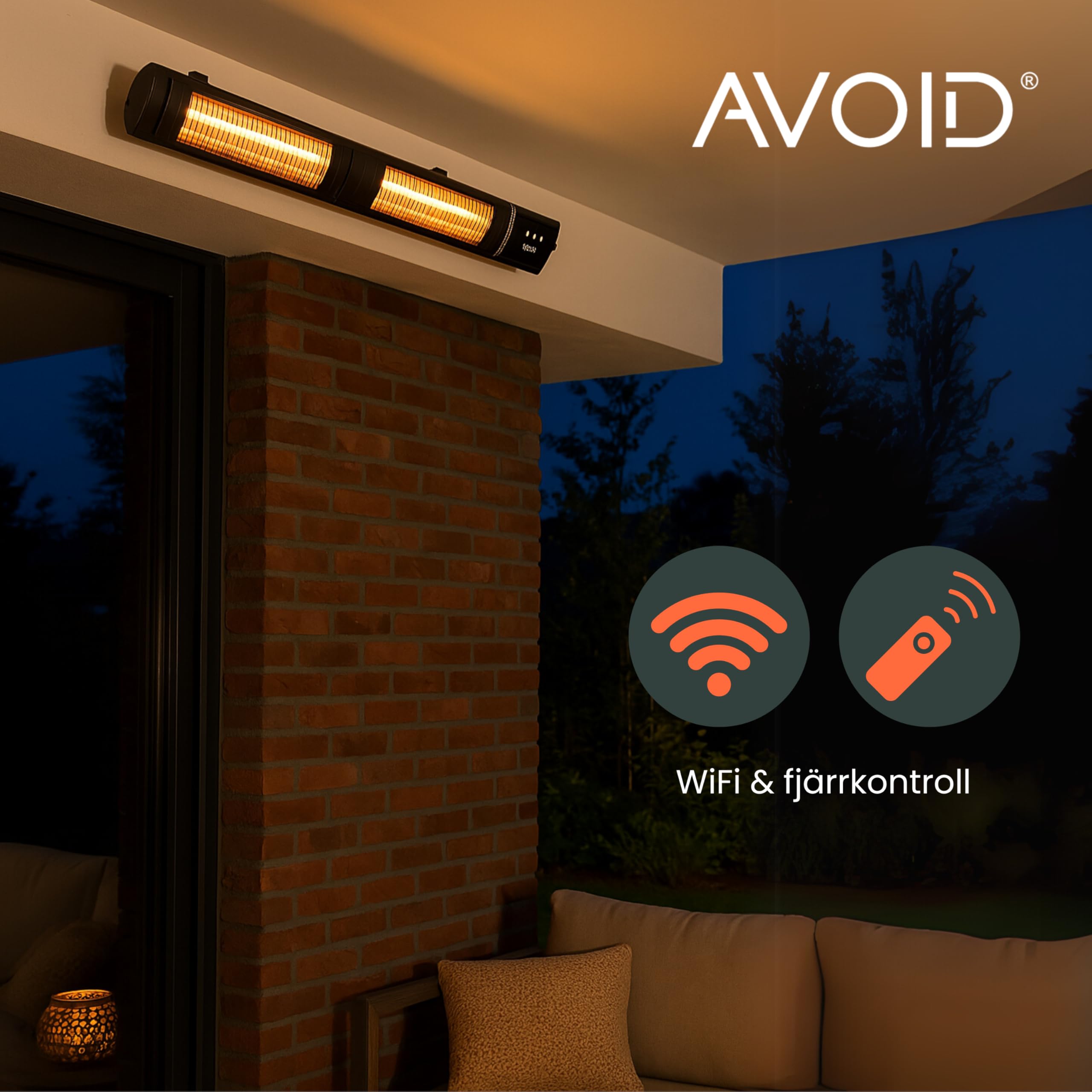 Stufa elettrica infrarossi da parete 3000W con WiFi e telecomando, basso consumo per esterno