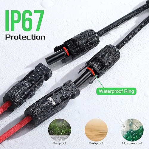 Miniatura 9 de Bateria Power Conectores solares de 30 A, cable de rama en Y, adaptador paralelo de cable solar en par para panel solar (1 MFF+1 FMM)..