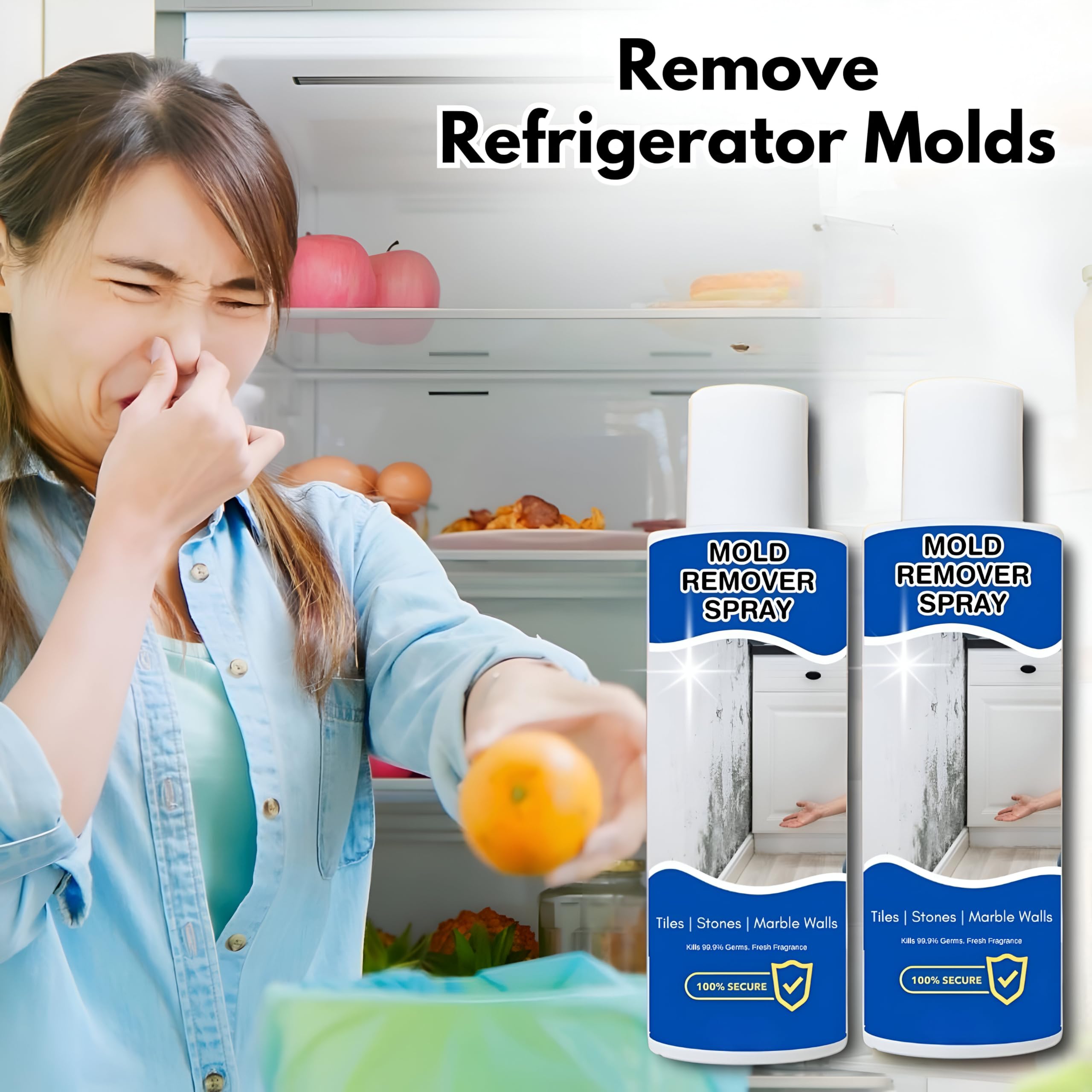 Mold Remover Spray(Pack Of 4 Each 100ml) - Mould and Mildew Remover For Walls, Ceilings, Tiles & Bathroom Surfaces Multi Purpose Powerful Descaling Cleaner 3