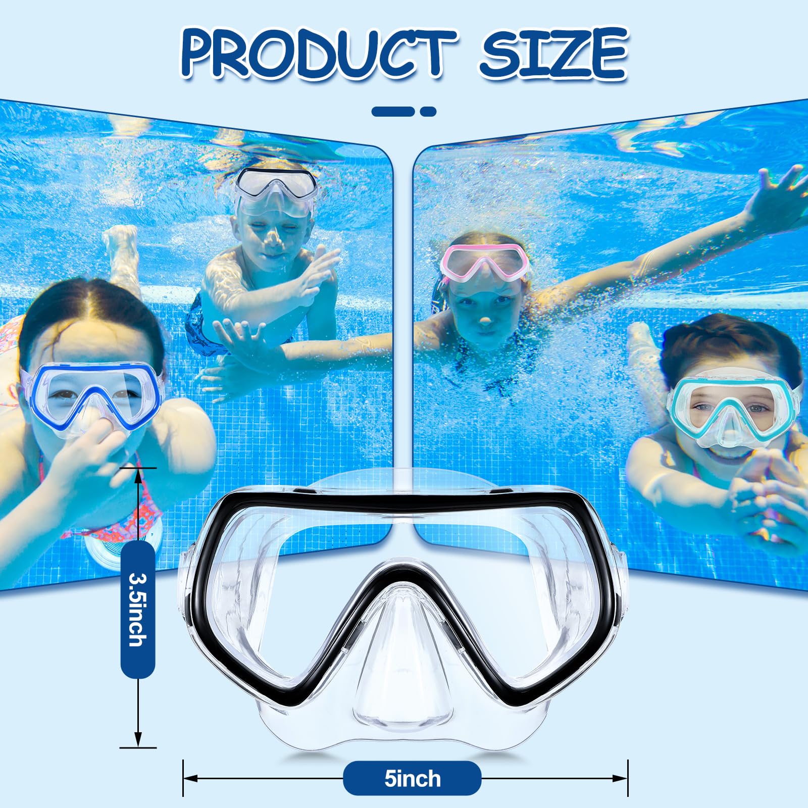 Hoolerry 4 Pcs Kids Nose Goggles Swim Goggles with Nose Cover for 3-8 Tempered Glass Snorkel Dive Mask Anti Fog with Elastic Strap No Leak Swimming Mask for Summer Diving Snorkeling(Fresh Colors)