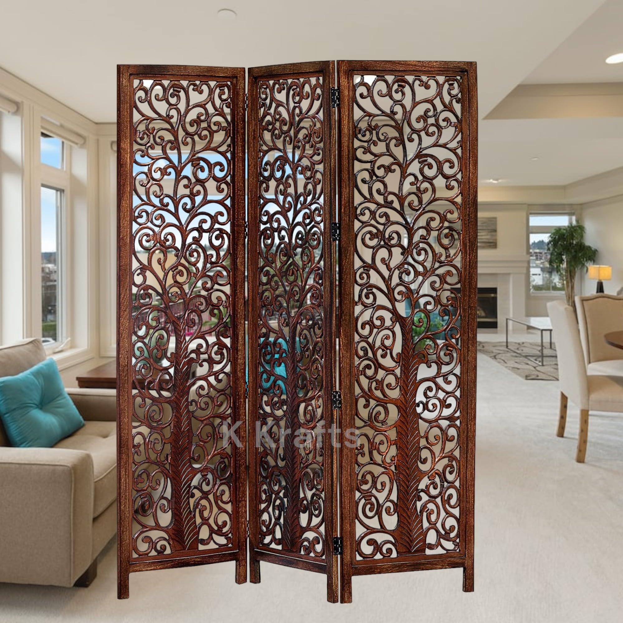 K Krafts Wooden Room Partition, Room Divider, Carved Wood Folding Room Divider, Folding Privacy Screens, Modern Living Room Bedroom Decoration, Room Dividers (Brown) (B0CHBGYFY7) Amazon Price History, Amazon Price Tracker