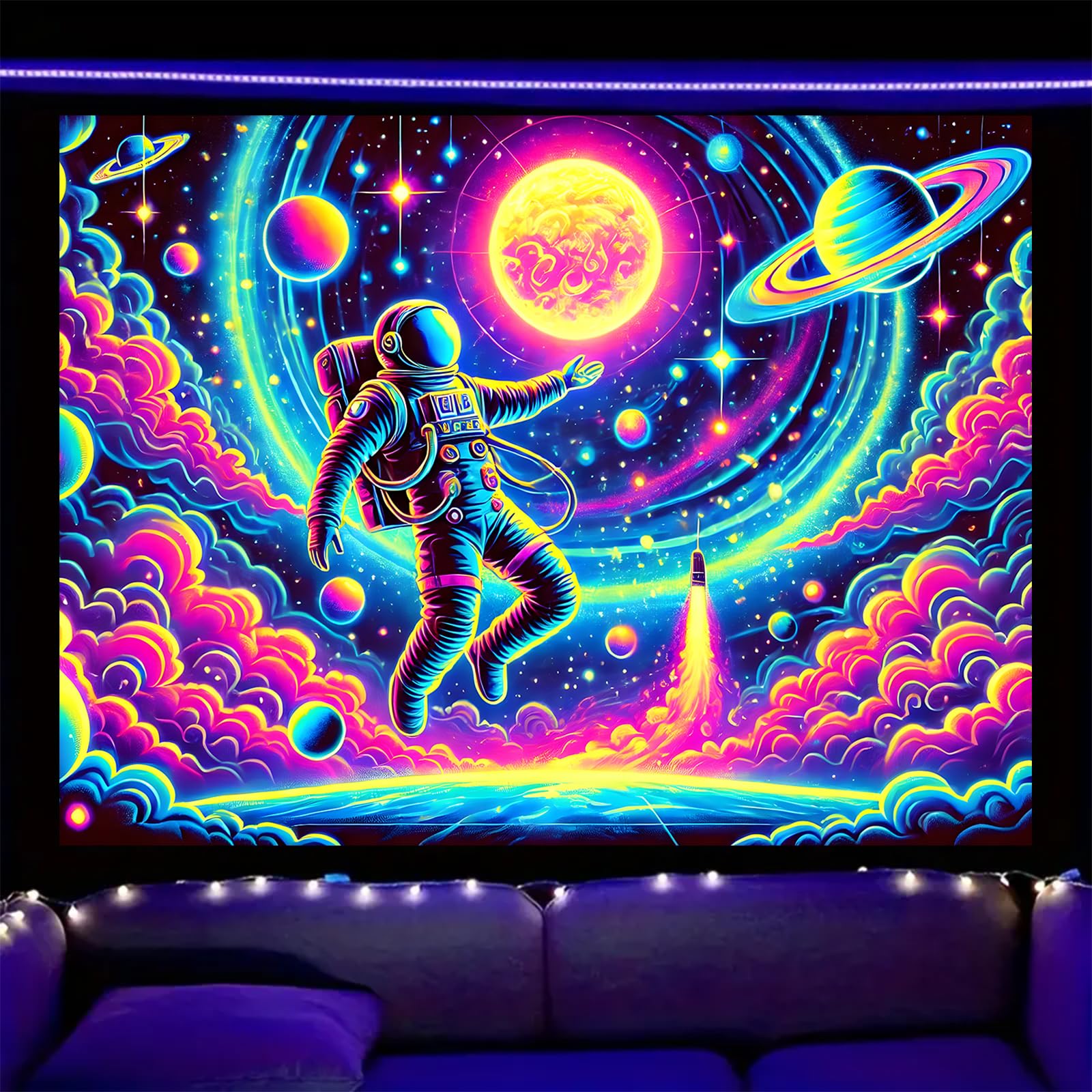 Nuxovilar Astronaut Spacewalk Wall Tapestry Polyester 78.74x59.05 In
