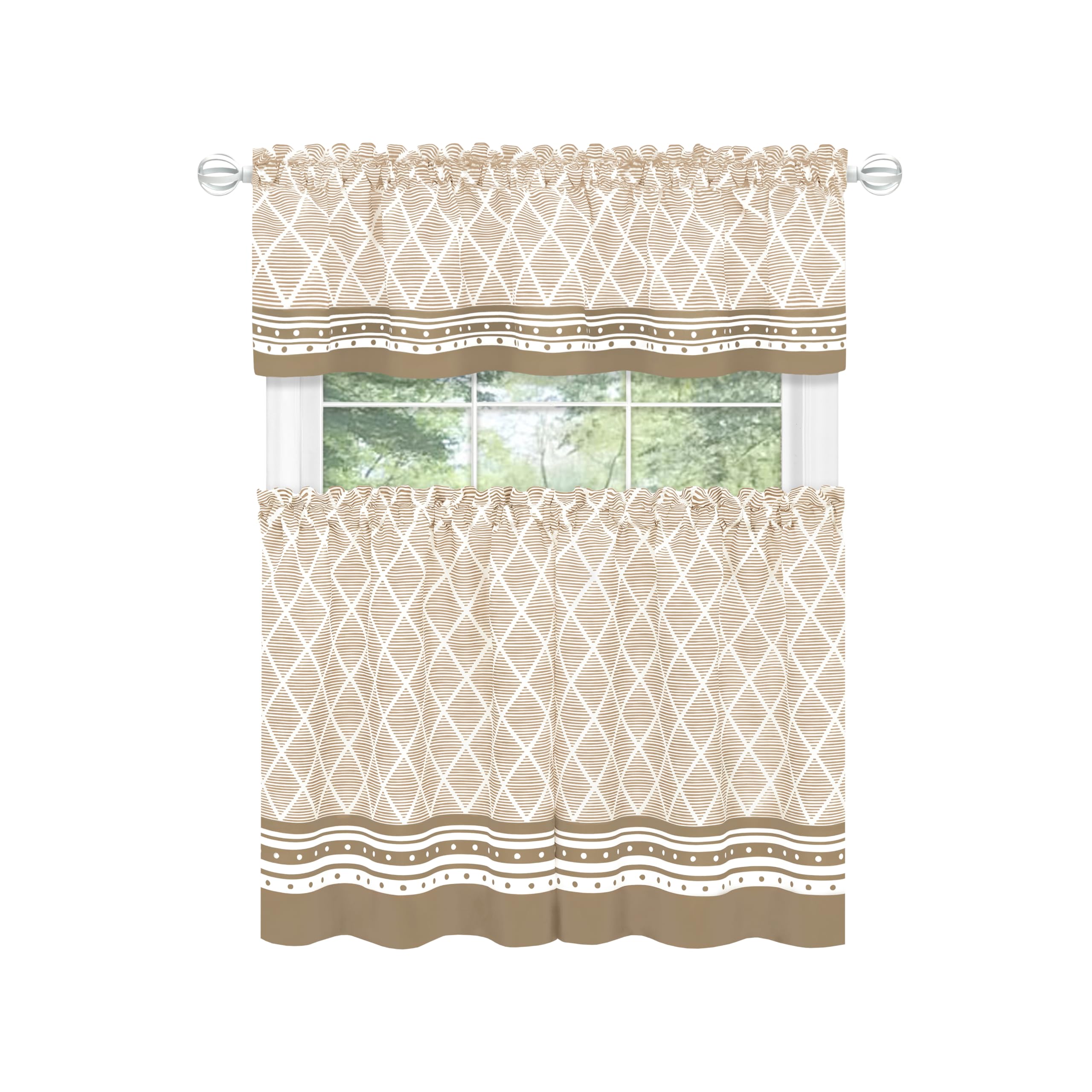 Cantonnière bohème moka rideau court imprimé 147x91 pour déco intérieur