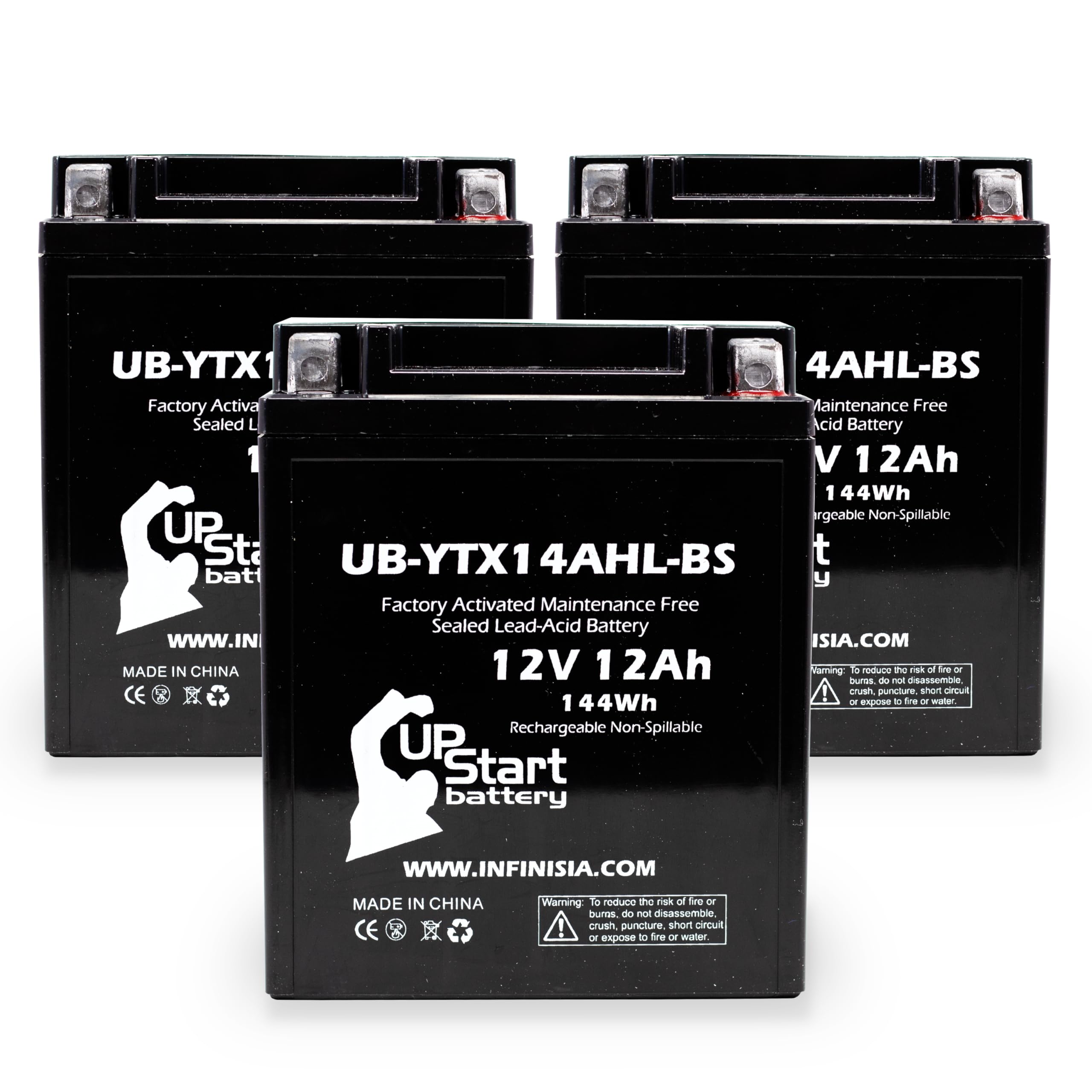3-Pack UB-YTX14AHL-BS Battery Replacement for 1988 Kawasaki ZX750