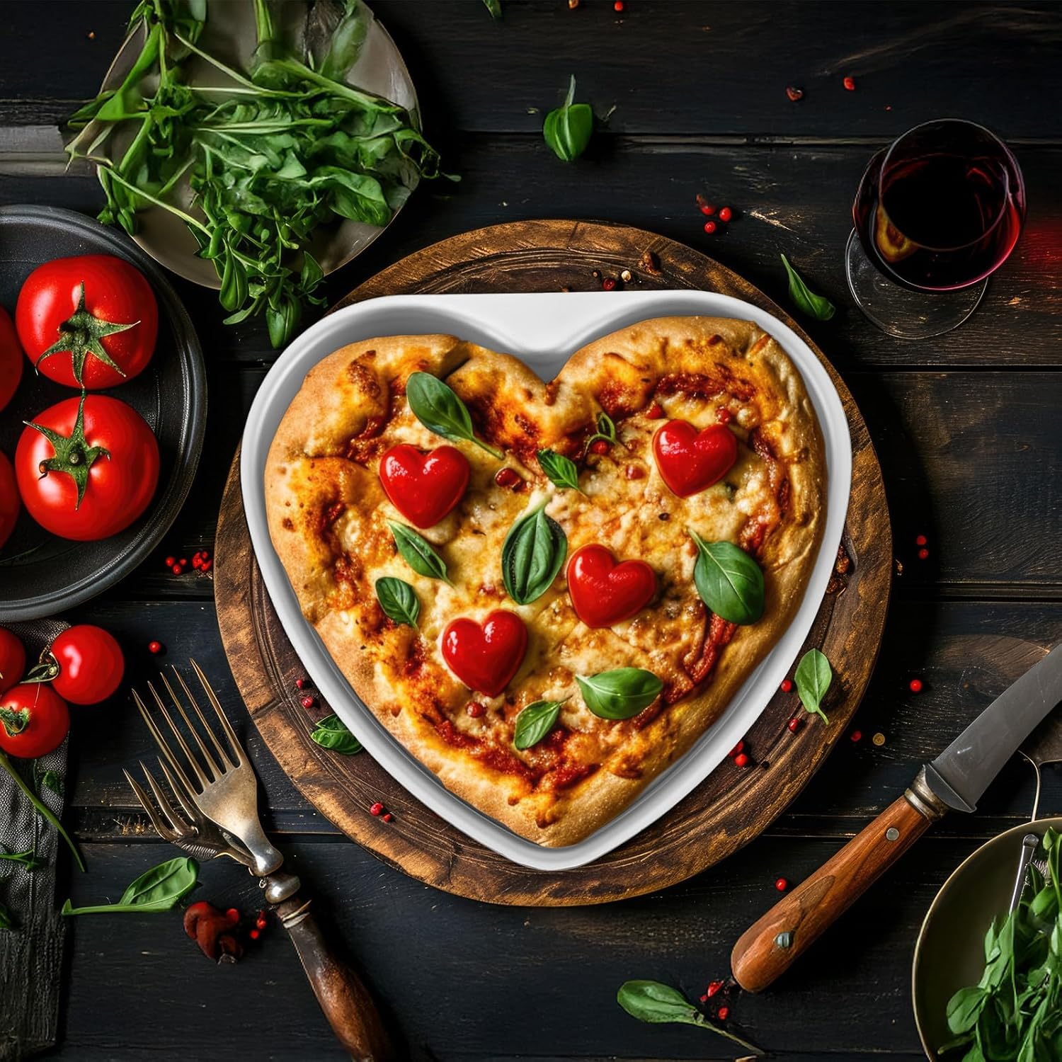 3 Pcs Heart Shaped Cake Pan, 8 Inch Aluminum Baking Tin for Valentine's Weddings Birthday Party and Baking Silver