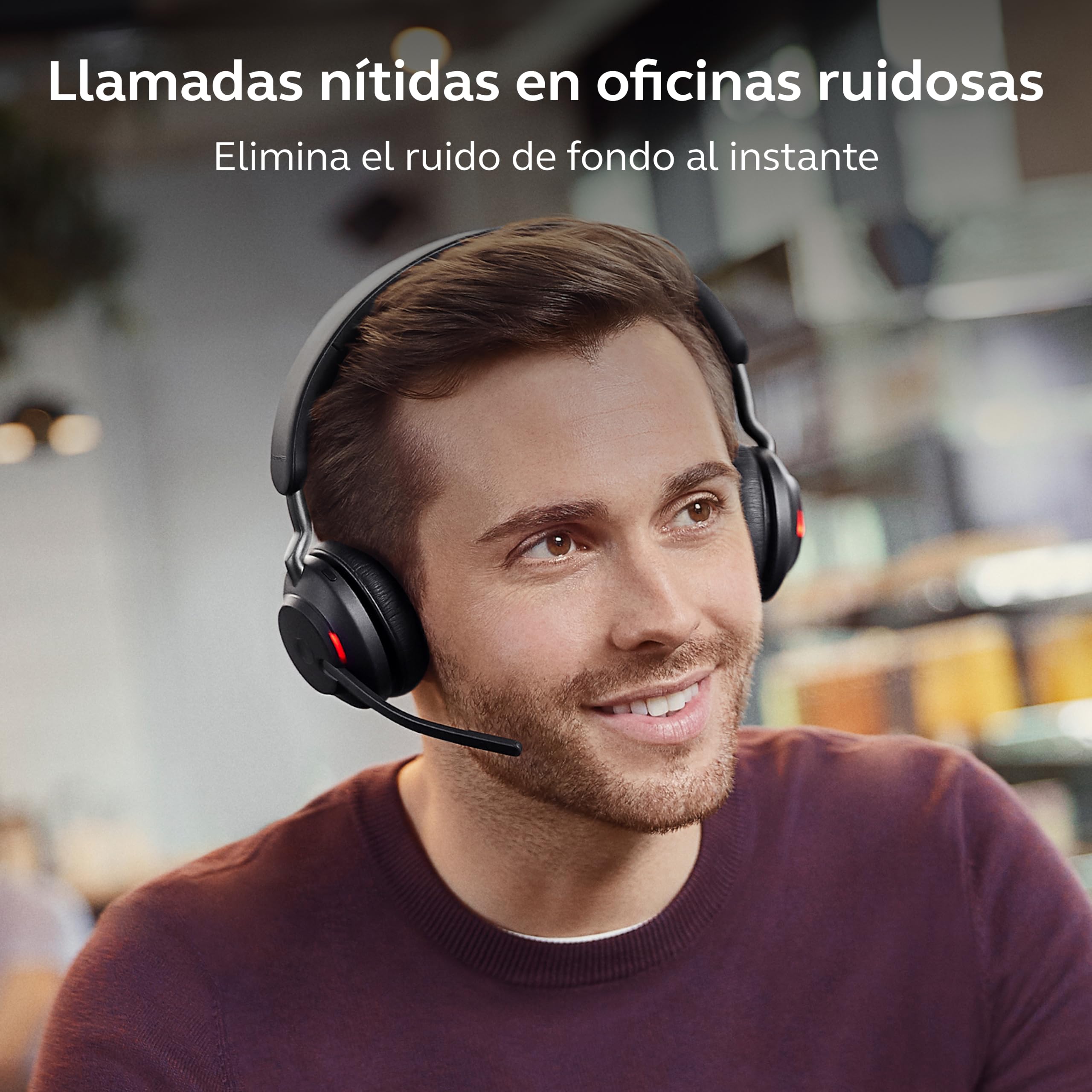Jabra Evolve2 65 Auriculares Inalámbricos Estéreo PC con Cancelación de Ruido - Certificados para Microsoft Teams - Batería de Larga Duración - Adaptador Bluetooth USB-A - Negro