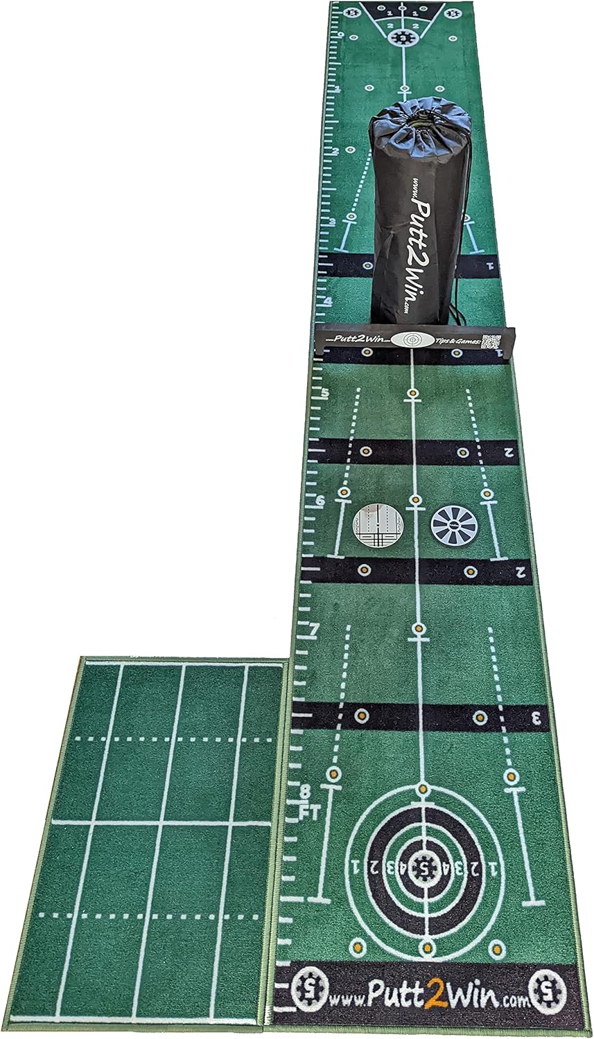 Putt2Win Pro Golf Putting and Chipping Mat Packed with Multi Player Games and