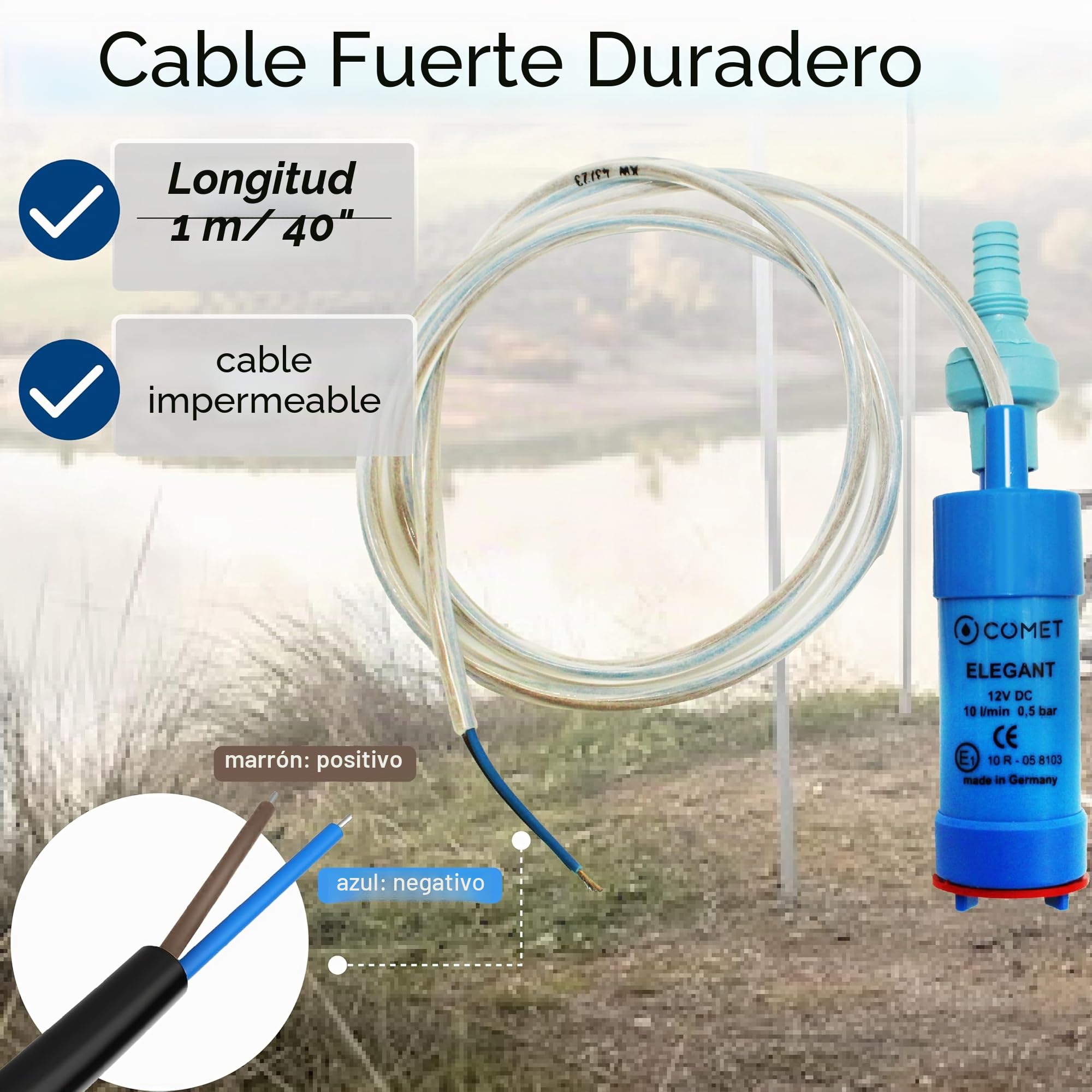 Comet Elegante bomba de agua de 12 V, con válvula antirretorno (fija) + filtro para camping, autocaravana y caravana