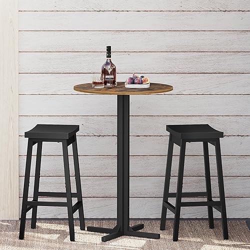 Miniatura 4 de Juego de mesa de bar redonda YATINEY de 2 piezas, mesa de bar de altura de mostrador, mesa de cóctel de altura de bar, uso versátil, para comedor,