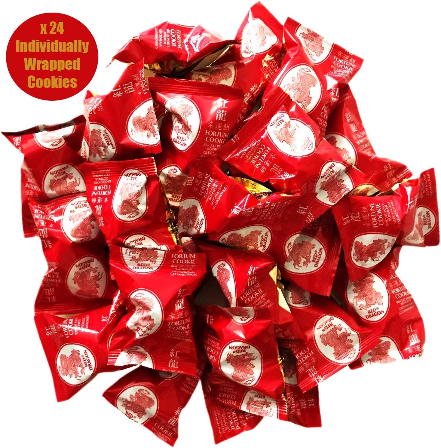 Fortune Cookies - Red Dragon Brand - 24 Individually Wrapped Cookies