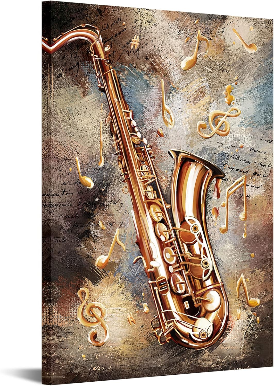 sechars Saxophone Wall Art Canvas Prints Jazz Painting Musical Instrument Sax Poster Framed for Music Room Decoration 24x36 Inch