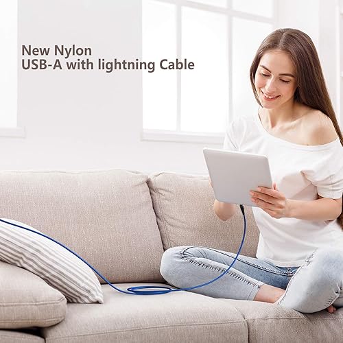 Miniatura 7 de [Certificado Apple MFi] Paquete de 2 cargadores de iPhone de 6.6 pies, cable Lightning de 6.6 pies de largo, cable trenzado de carga USB para