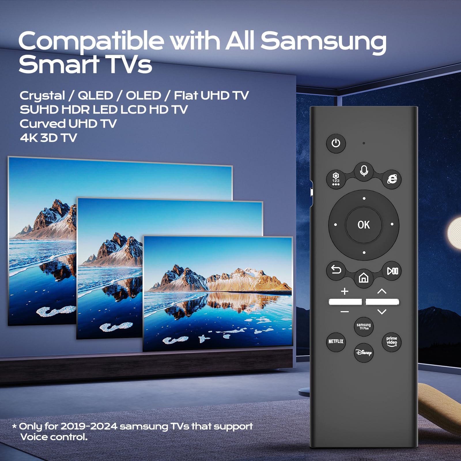 Set de 5 mandos universales para Smart TV de Smsung con Teclado retroiluminado, ratón inalámbrico de Aire, Control Remoto Inteligente por Voz, compatibles con televisores de 2019 a 2024