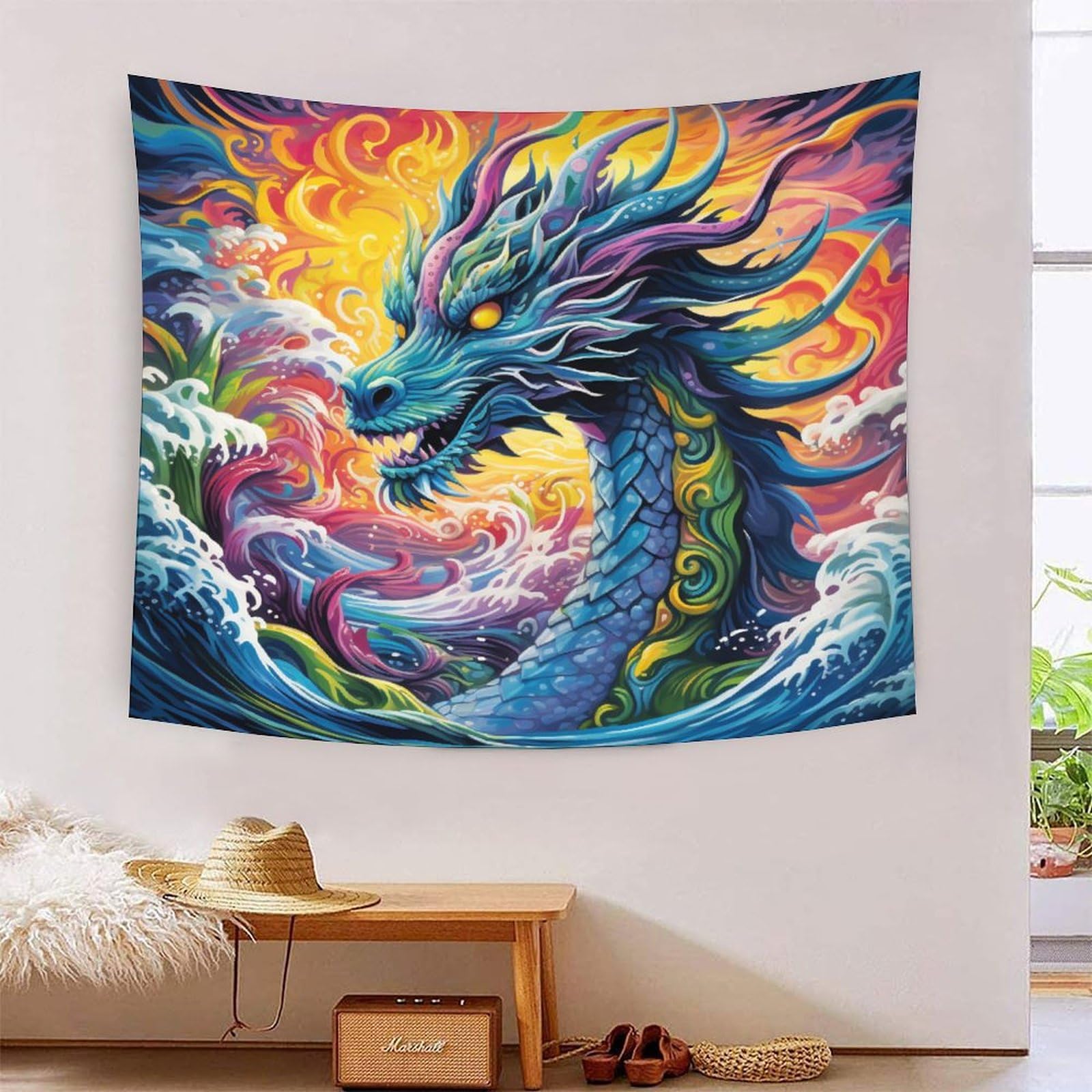 HLXZMCVBT 3D Dragon Print Wall Blanket Home Decoration Bedding Poster Wall Art Tapestry Tapestry Wall Hanging Soft Polyester for Kids Boys Girls Bedroom Living Room 100cmx150cm