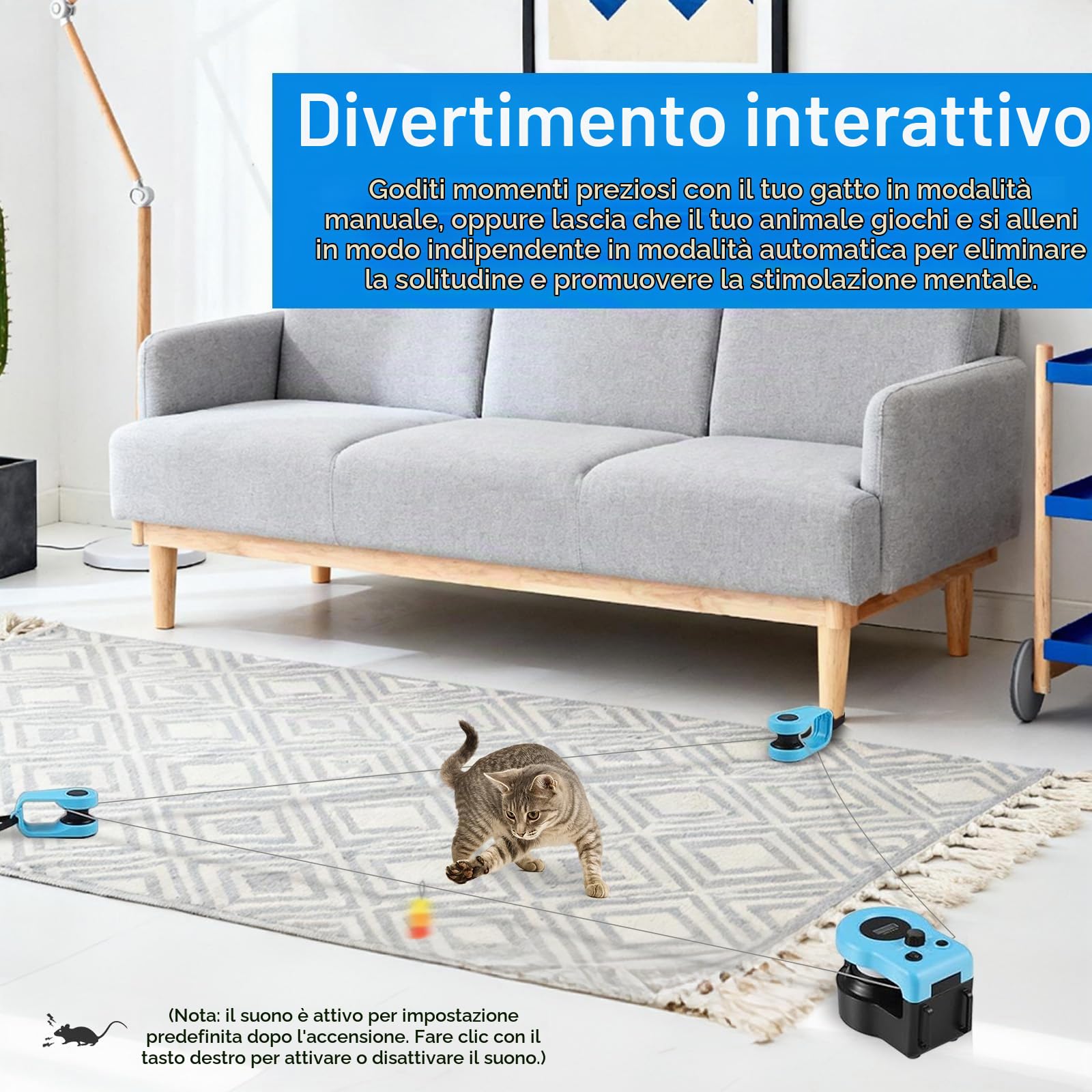 Giocattolo Per Gatti, Giocattolo Elettrico Ricaricabile Per Gatti Set Di Giochi Interattivi Intelligenti Automatico/Telecomandato Velocità Regolabile Con batterie ricaricabili da 2000 mAh
