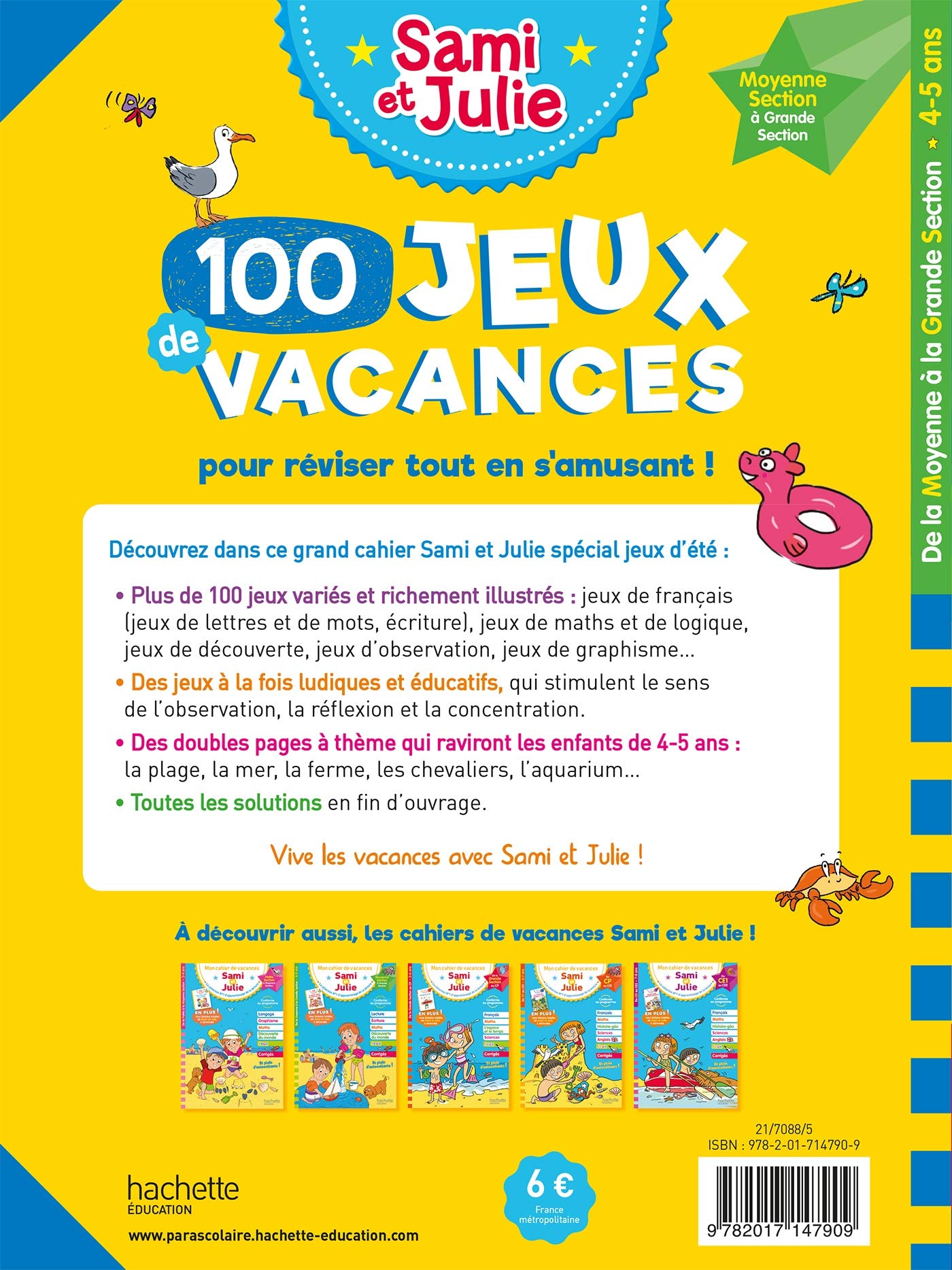 100 Jeux de vacances - Sami et Julie - De la Moyenne à la Grande Section - Cahier de vacances 2026: De la moyenne à la grande section. Avec 1 crayon