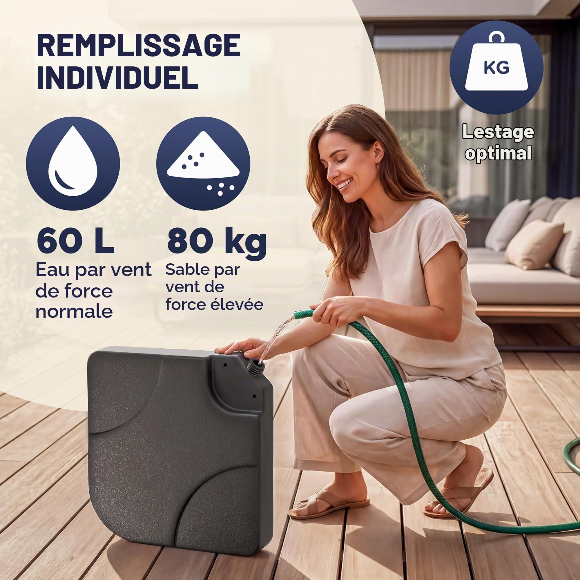 CASARIA® Set de 4 Dalles de Lestage en HDPE pour Parasol