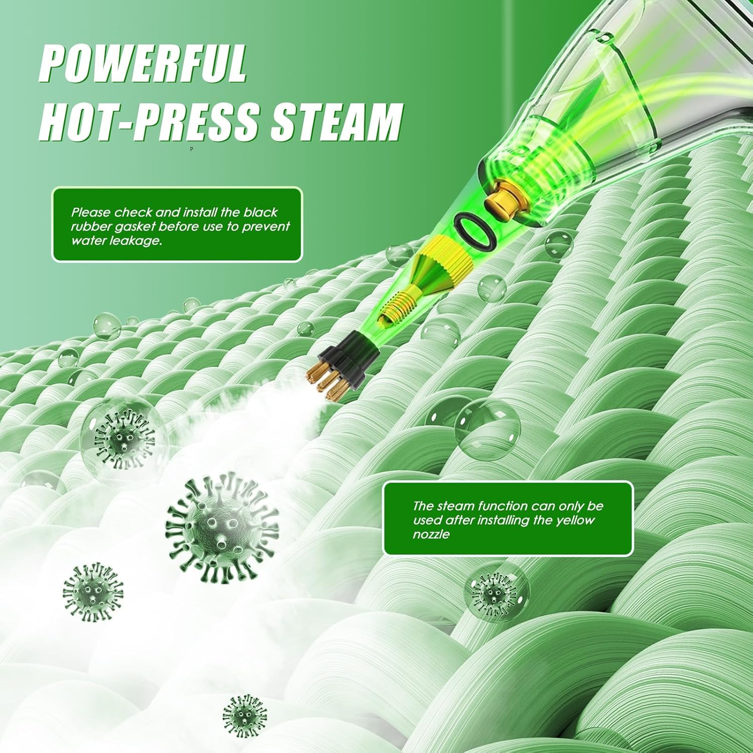 2500W Steam Cleaner for Home & Car, 15s Heat-Up Handheld Steamer for Cleaning, 1.2L Portable High Steam Cleaners, 6-Level Steam Control with 14 pcs Accessories Kit for Car, Floors, Couches, Grout - Image 2