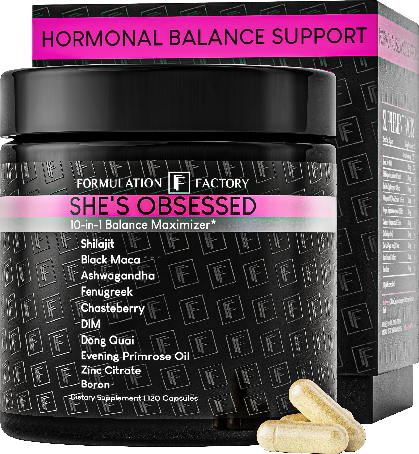 Formulation Factory Hormone Balance for Women - She's Obsessed Vitality Complex with Maca Root & Ashwagandha - Libido & Mood Support - 120 Capsules, 2 Month Supply