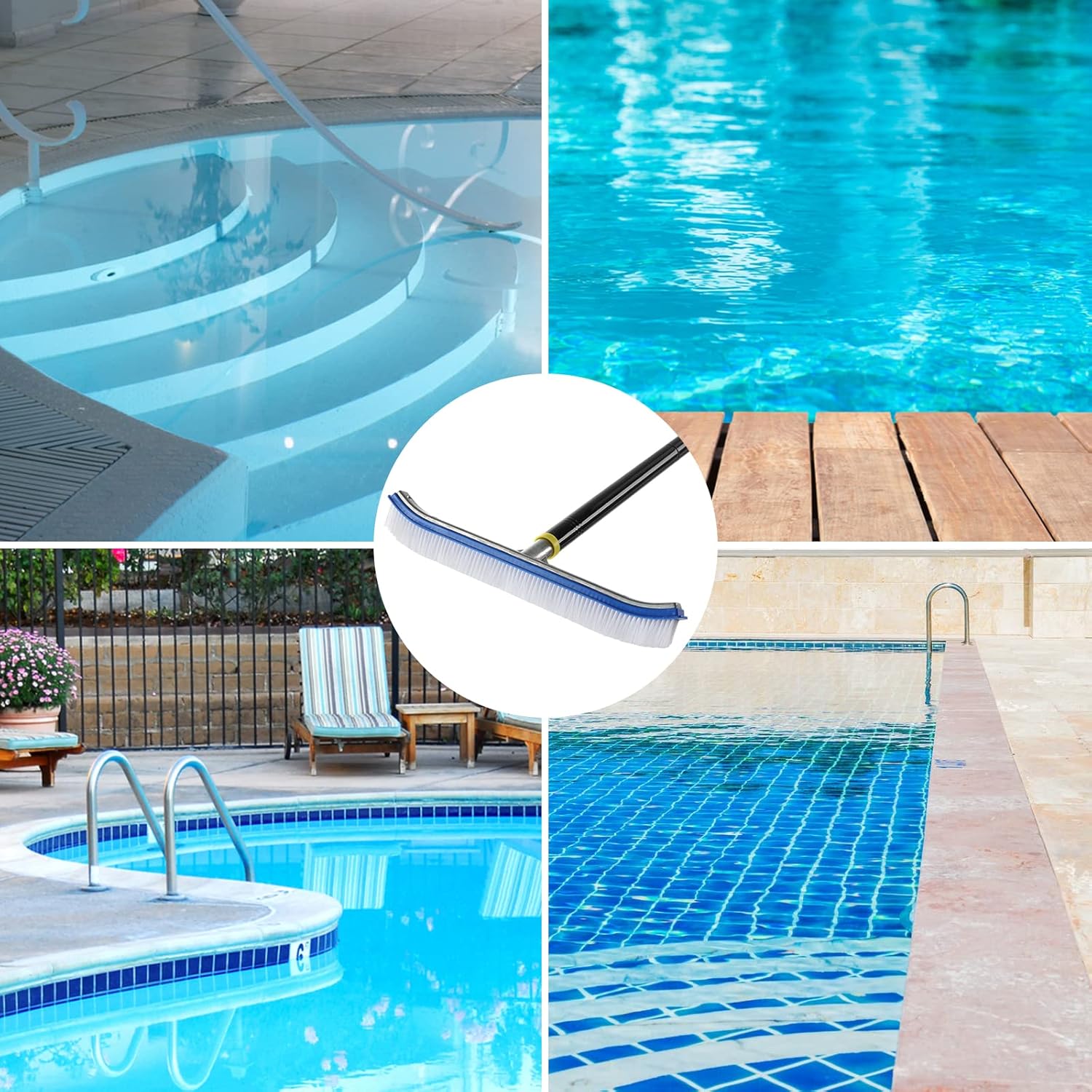 Buy Swimming Pool Brush , 6 FT Stainless Steel Heavy Duty Clean