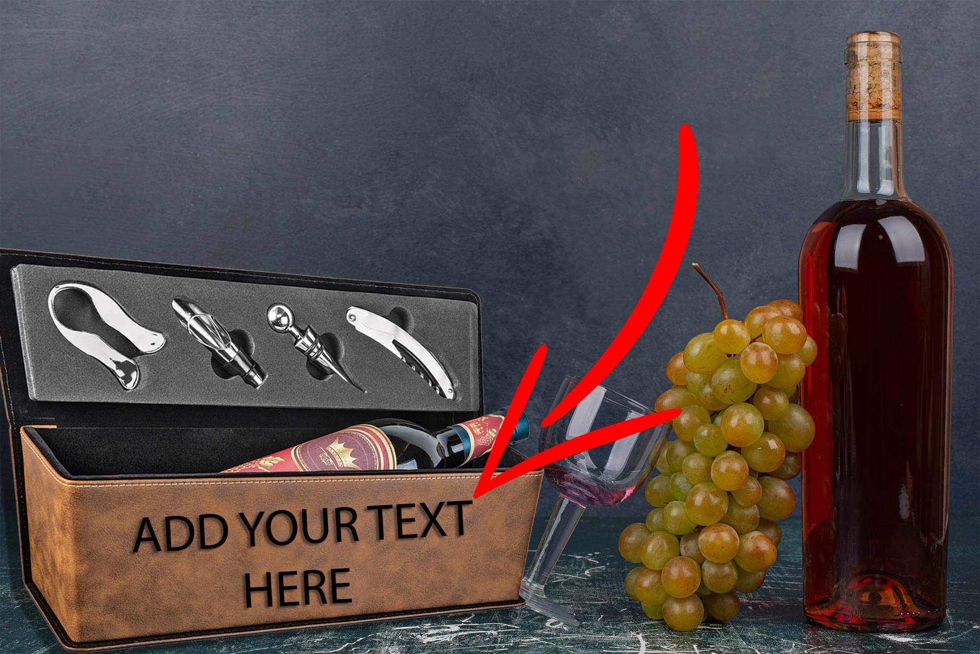 Customized Leatherette Single Wine Box with Tools, Personalized Your Own Box, Christmas Gift, New Year, Fathers Day Present