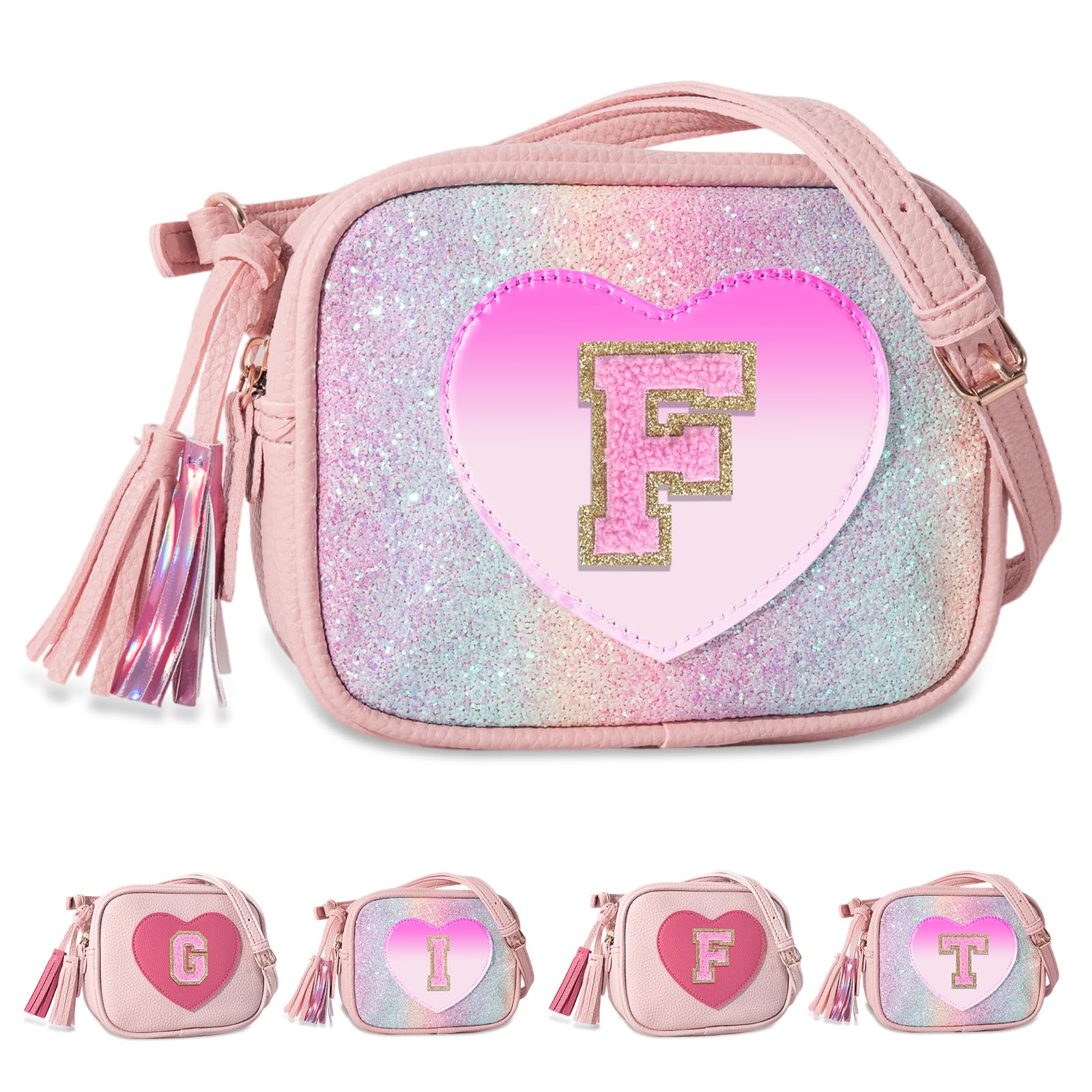 Personalized Toddler Purse for Girls 2–10, Cute Little Girl Purse &amp; Kids Wallet, Small Initial Shoulder Crossbody Bag, Birthday &amp; Christmas Gift for Daughter(Rainbow,F)