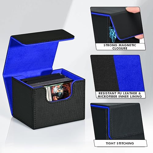 Miniatura 4 de ZLCA Caja de cartas para MTG, Commander Deck Case con capacidad para más de 120 tarjetas de una sola funda, caja de almacenamiento magnética de