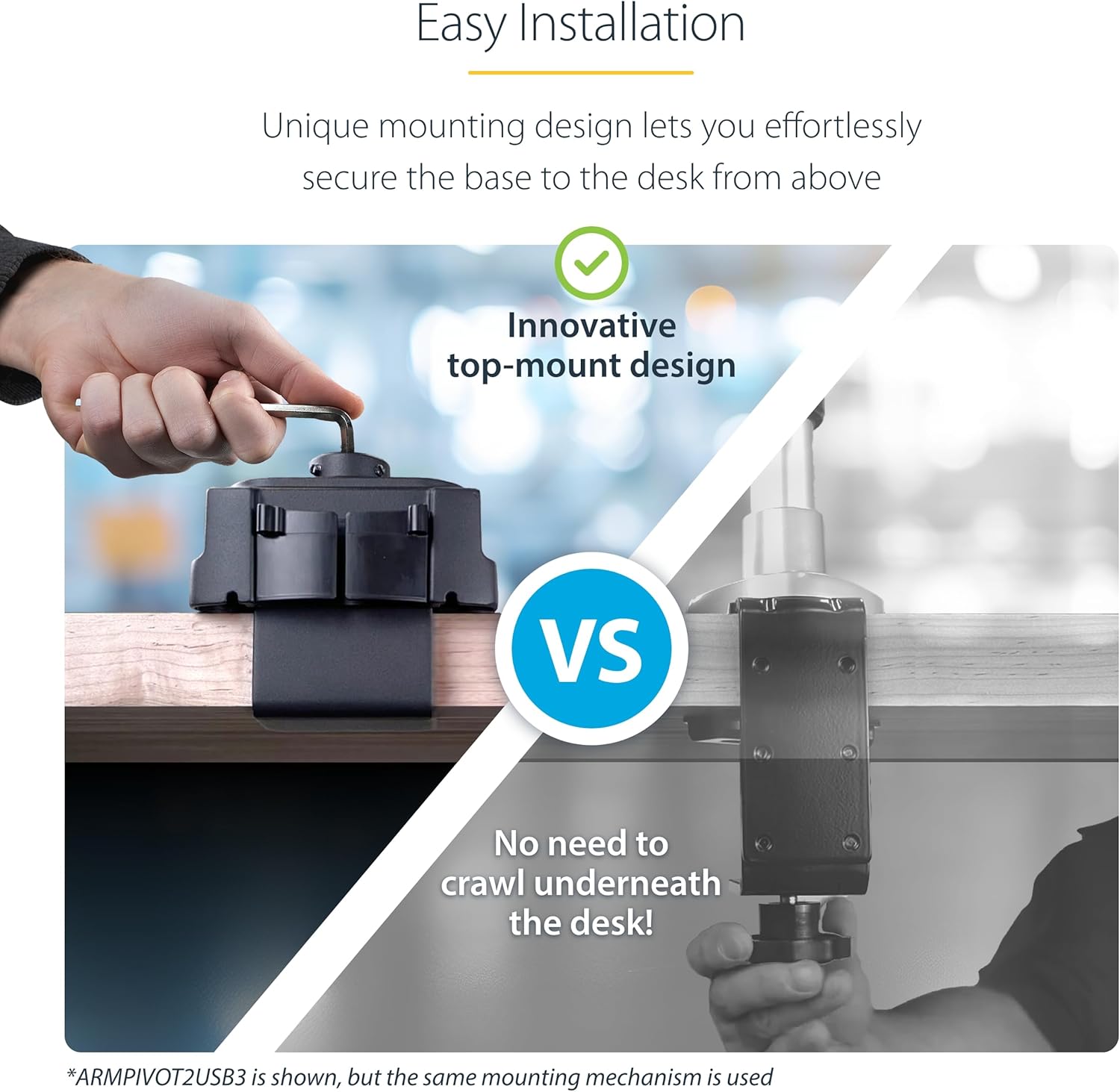 StarTech.com Desk Mount Monitor w/with 2X USB 3.0 Ports for VESA Display up to 34" (17.6lb/8kg), C-Clamp/Grommet, Mechanical Spring